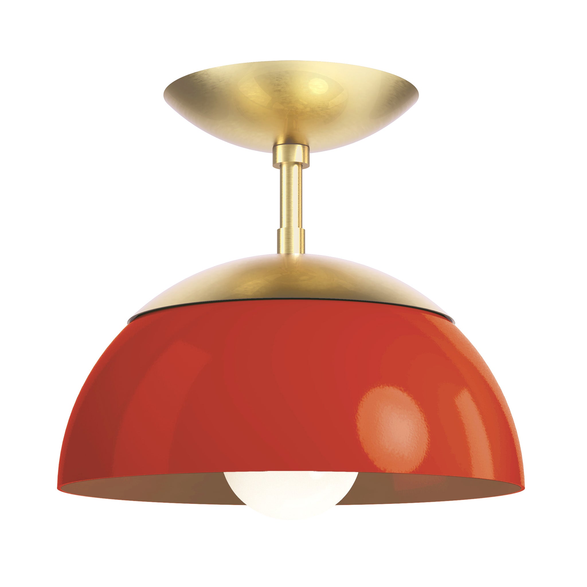 brass riding hood red color cadbury flush mount 10" dutton brown lighting