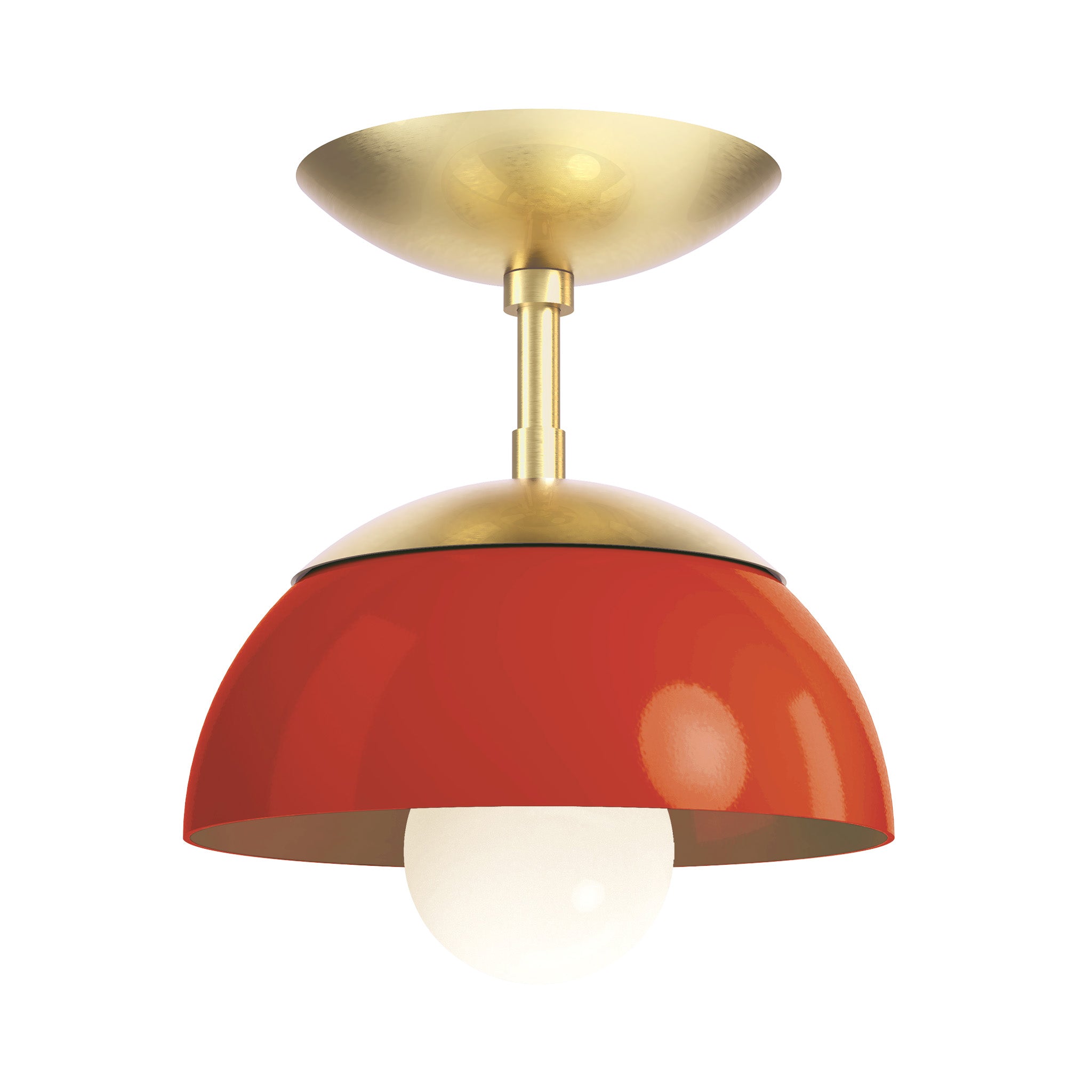 brass riding hood red color cadbury flush mount 8" dutton brown lighting