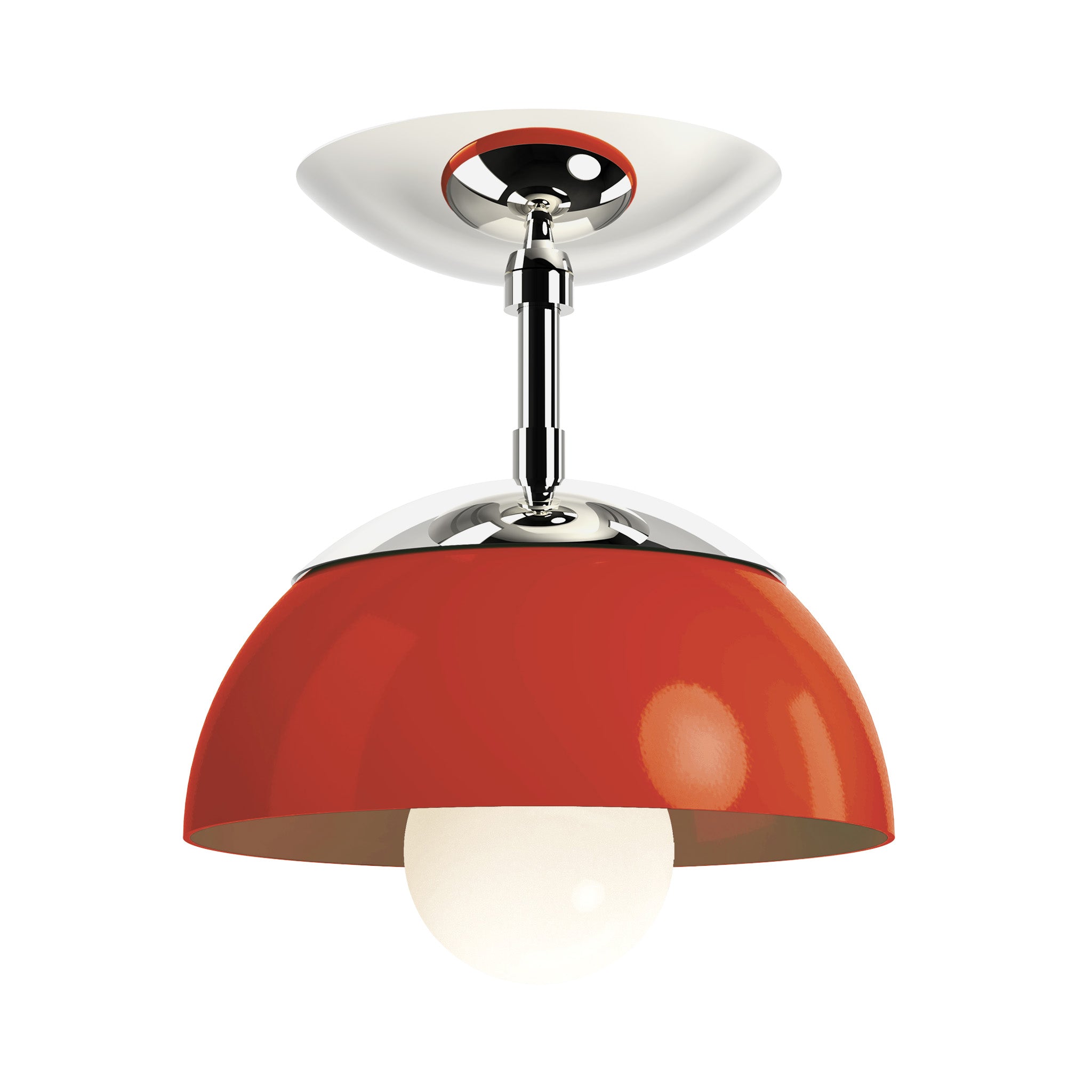 nickel riding hood red color cadbury flush mount 8" dutton brown lighting