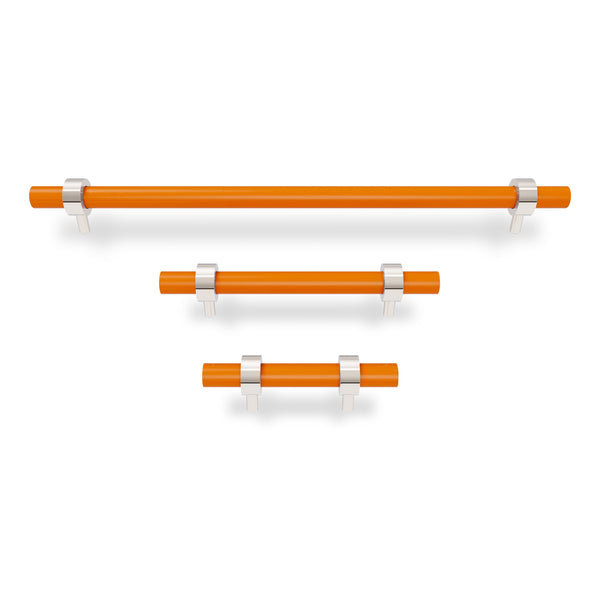 Nickel and orange color Caliber pull Dutton Brown hardware