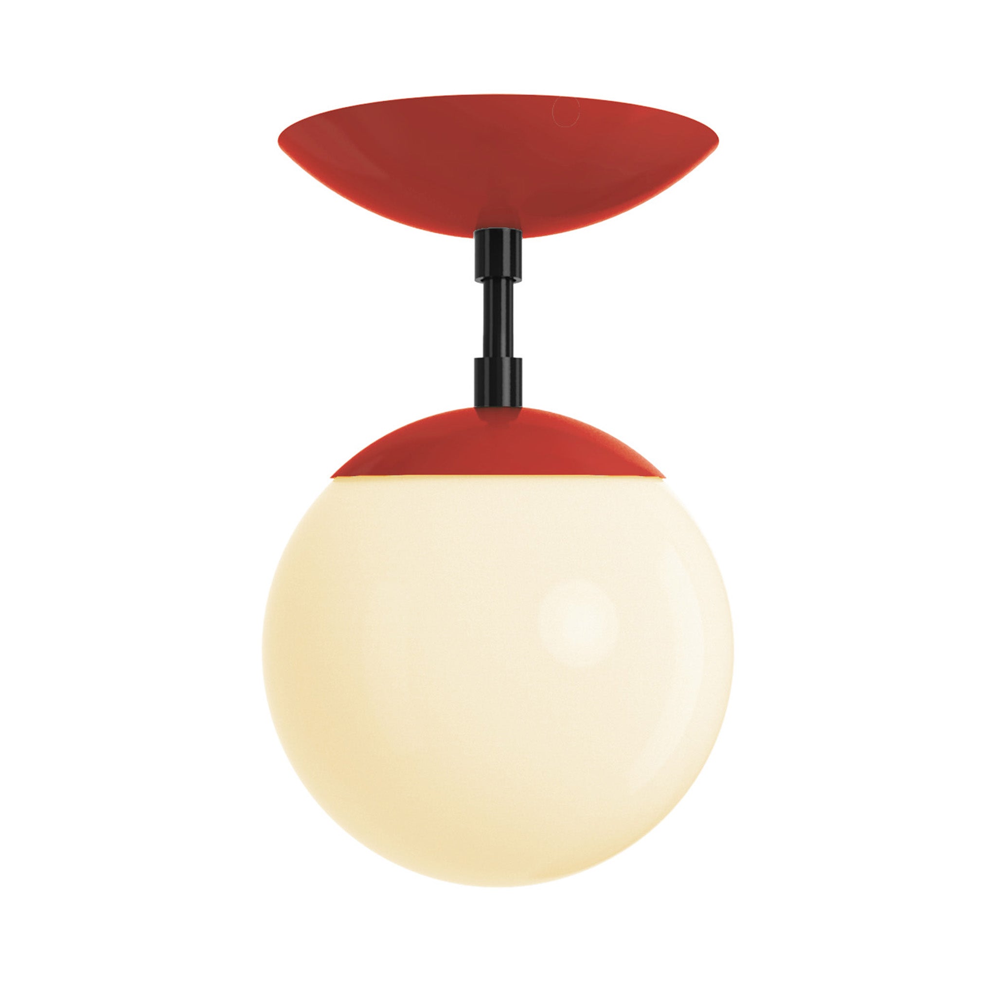 Black and riding hood red cap globe flush mount 6" dutton brown lighting