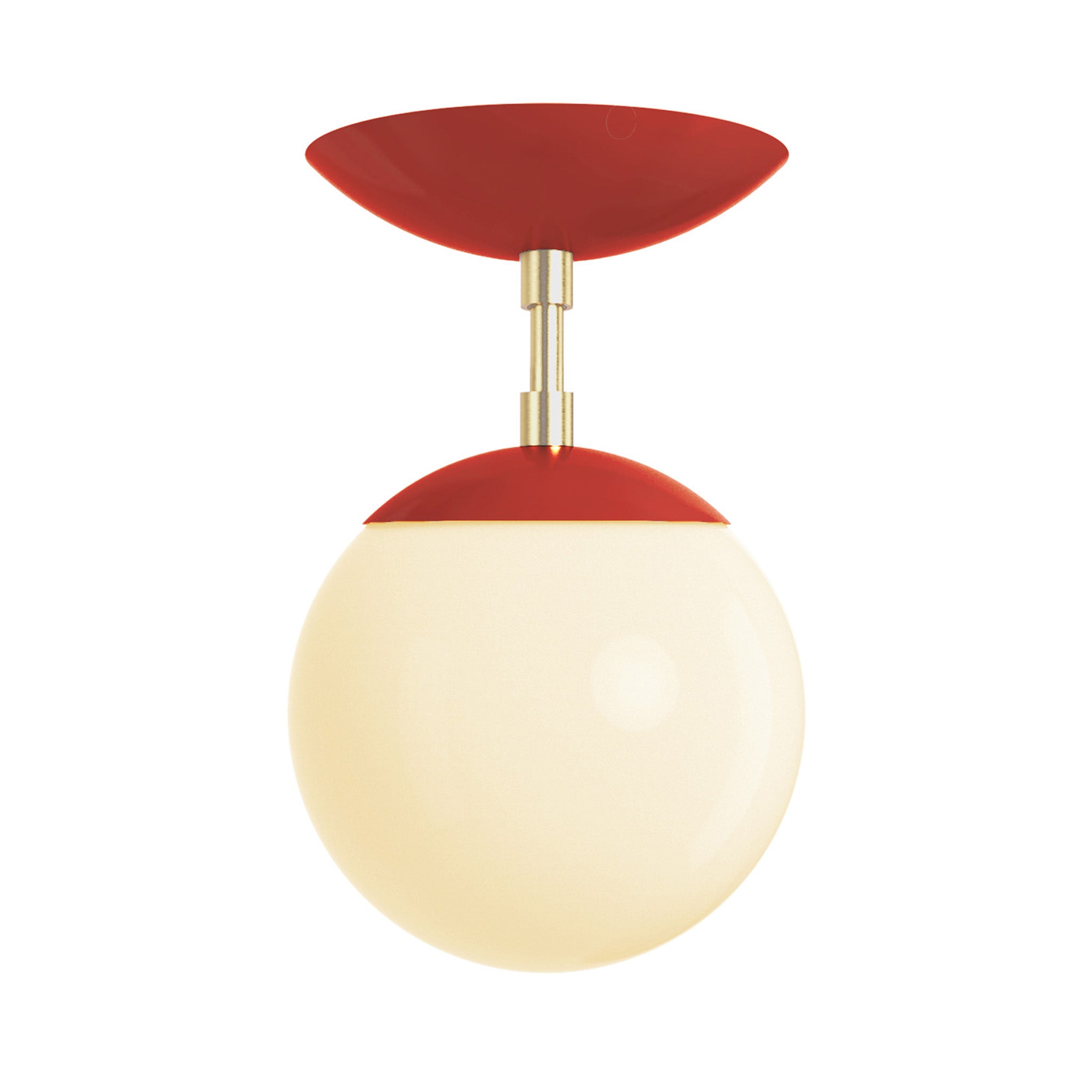 Brass and riding hood red cap globe flush mount 6" dutton brown lighting