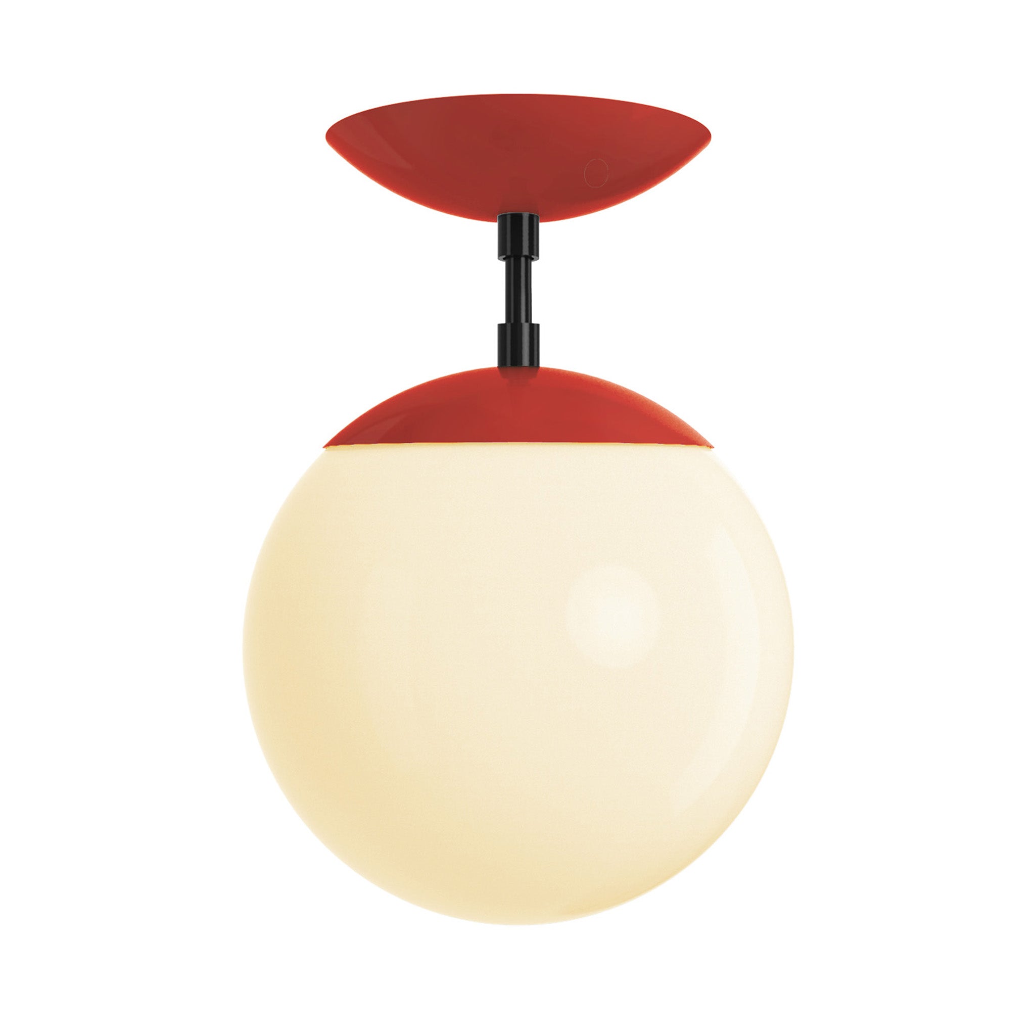 Black and riding hood red cap globe flush mount 8" dutton brown lighting