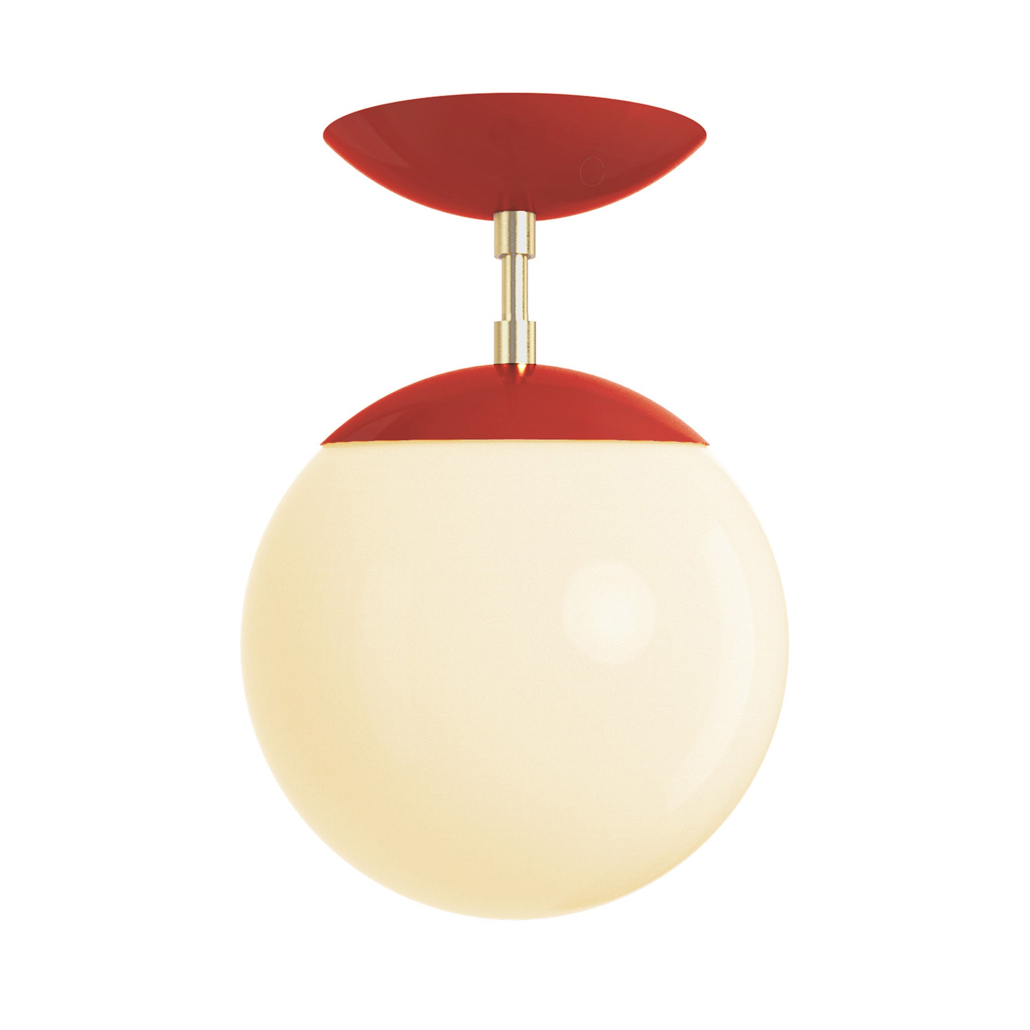 Brass and riding hood red cap globe flush mount 8" dutton brown lighting