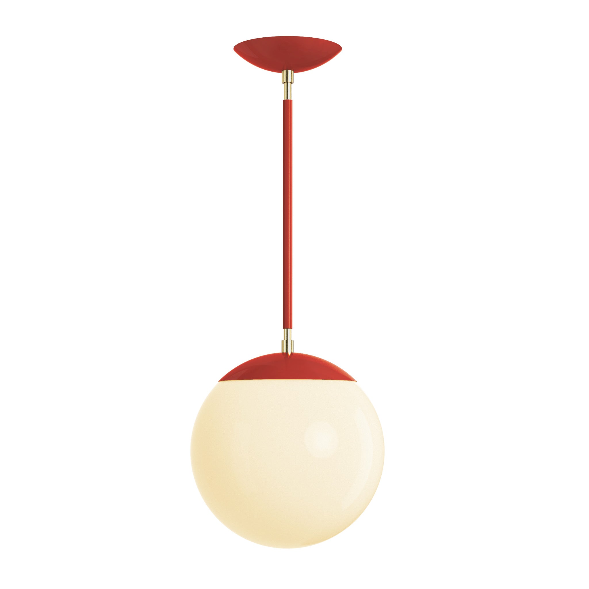 Brass and riding hood red cap globe pendant 10" dutton brown lighting