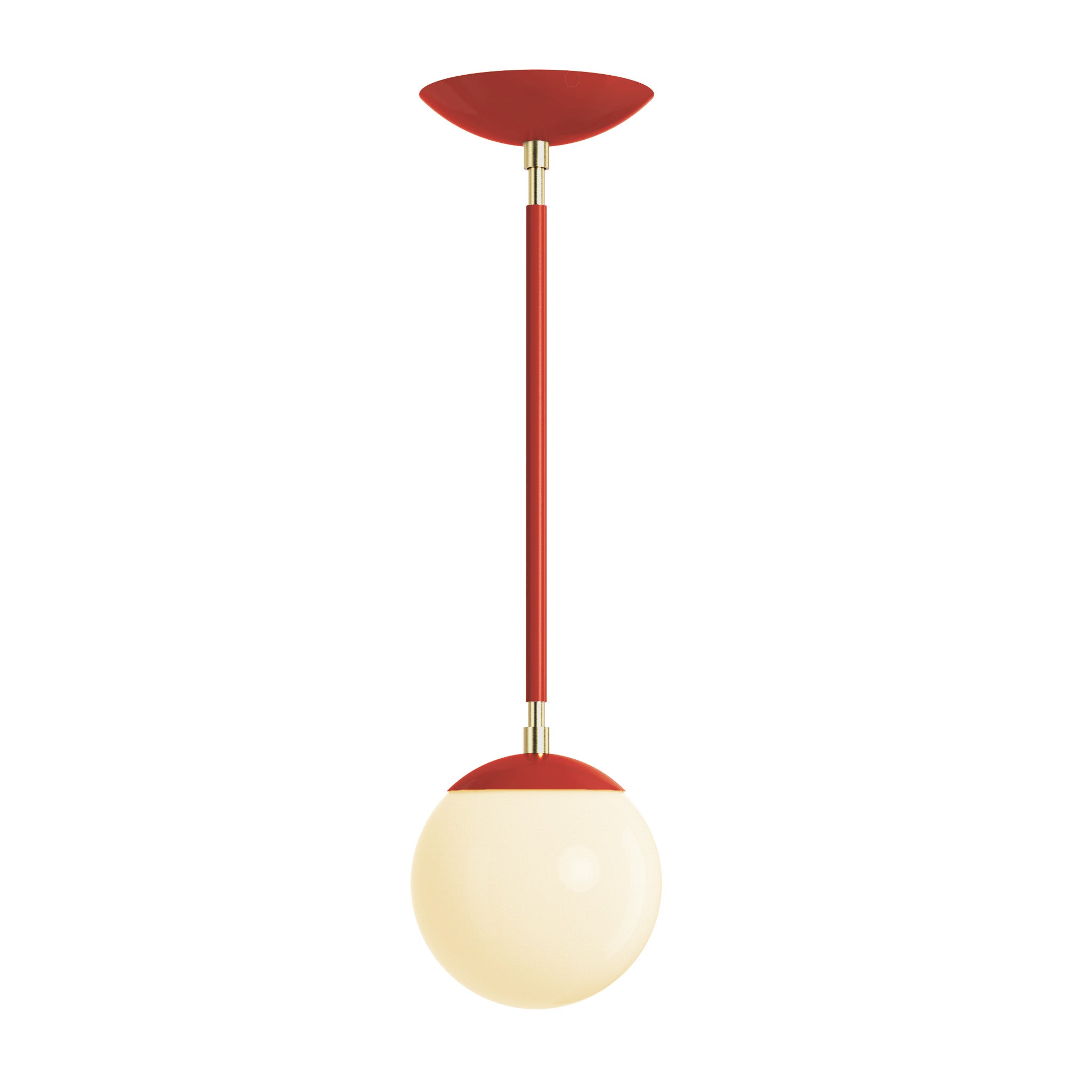 Brass and riding hood red cap globe pendant 6" Dutton Brown lighting