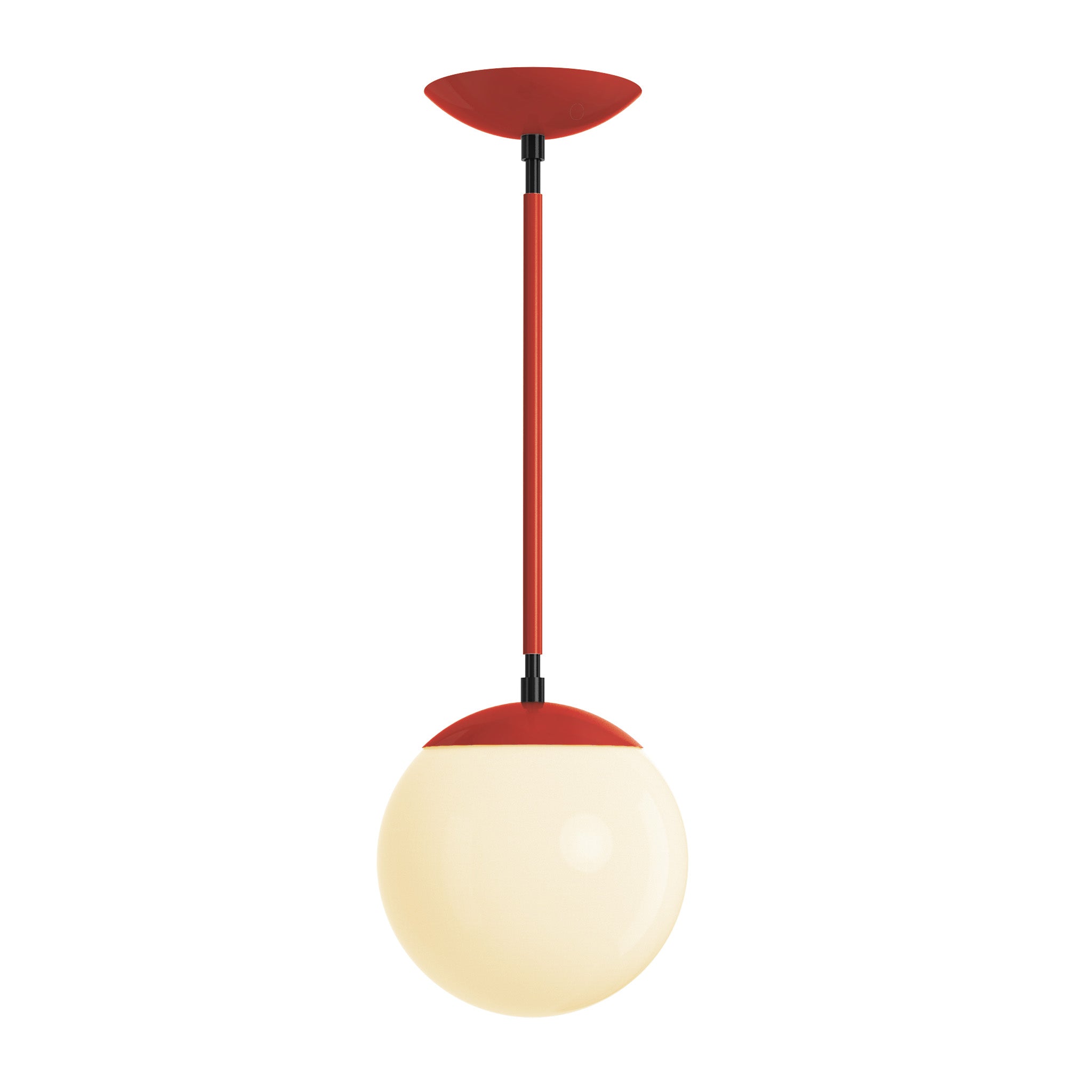 Black and riding hood red cap globe pendant 8" dutton brown lighting