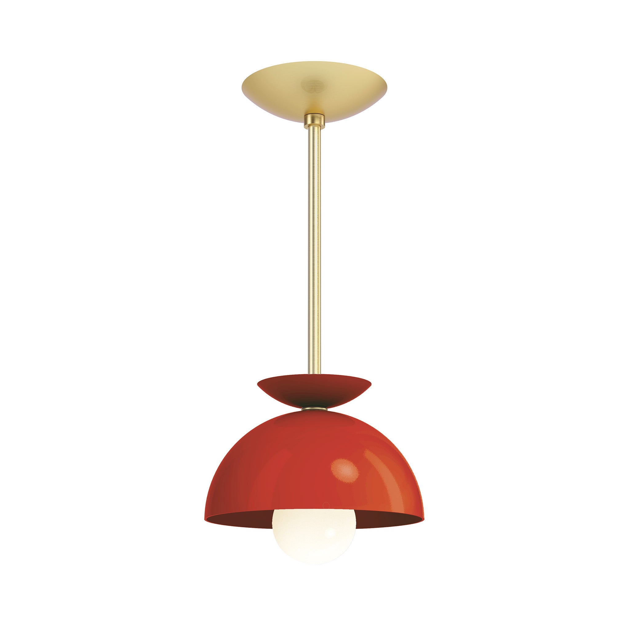 brass riding hood red color echo pendant 8" dutton brown lighting