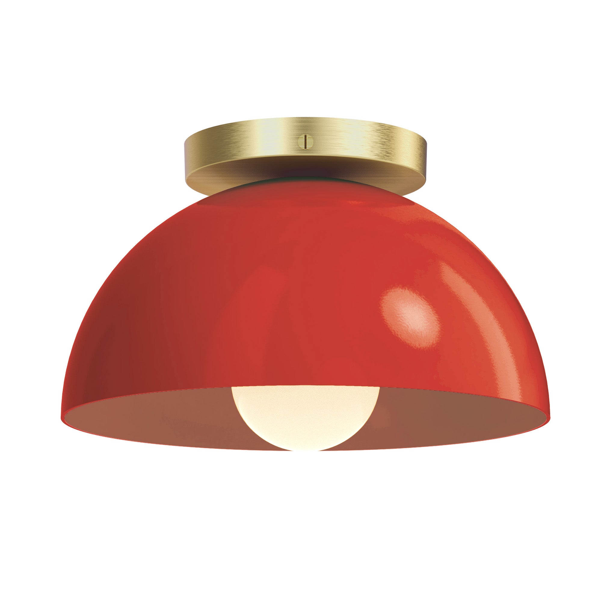 Brass and riding hood red color Hemi flush mount 10" Dutton Brown lighting