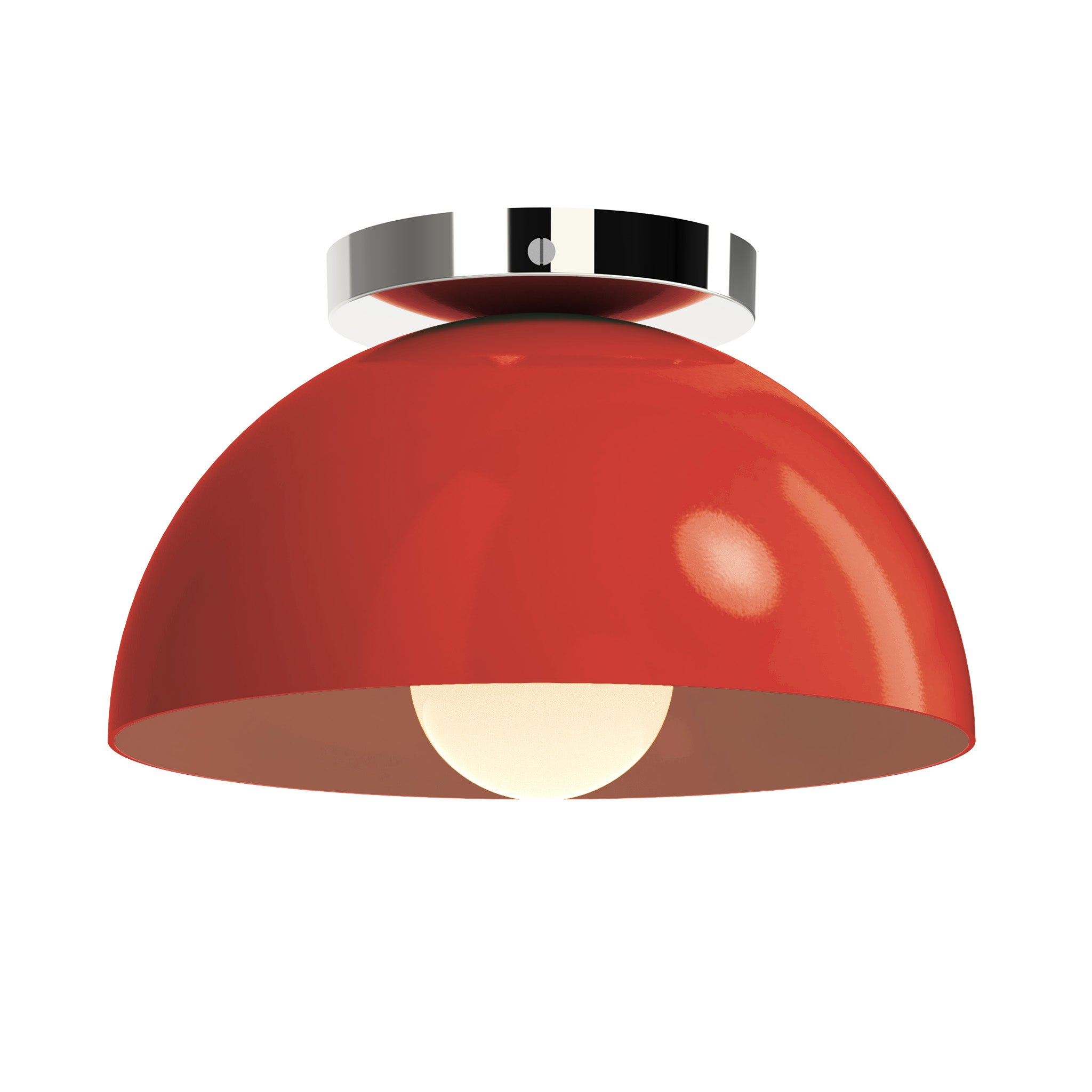 Nickel and riding hood red color Hemi flush mount 10" Dutton Brown lighting