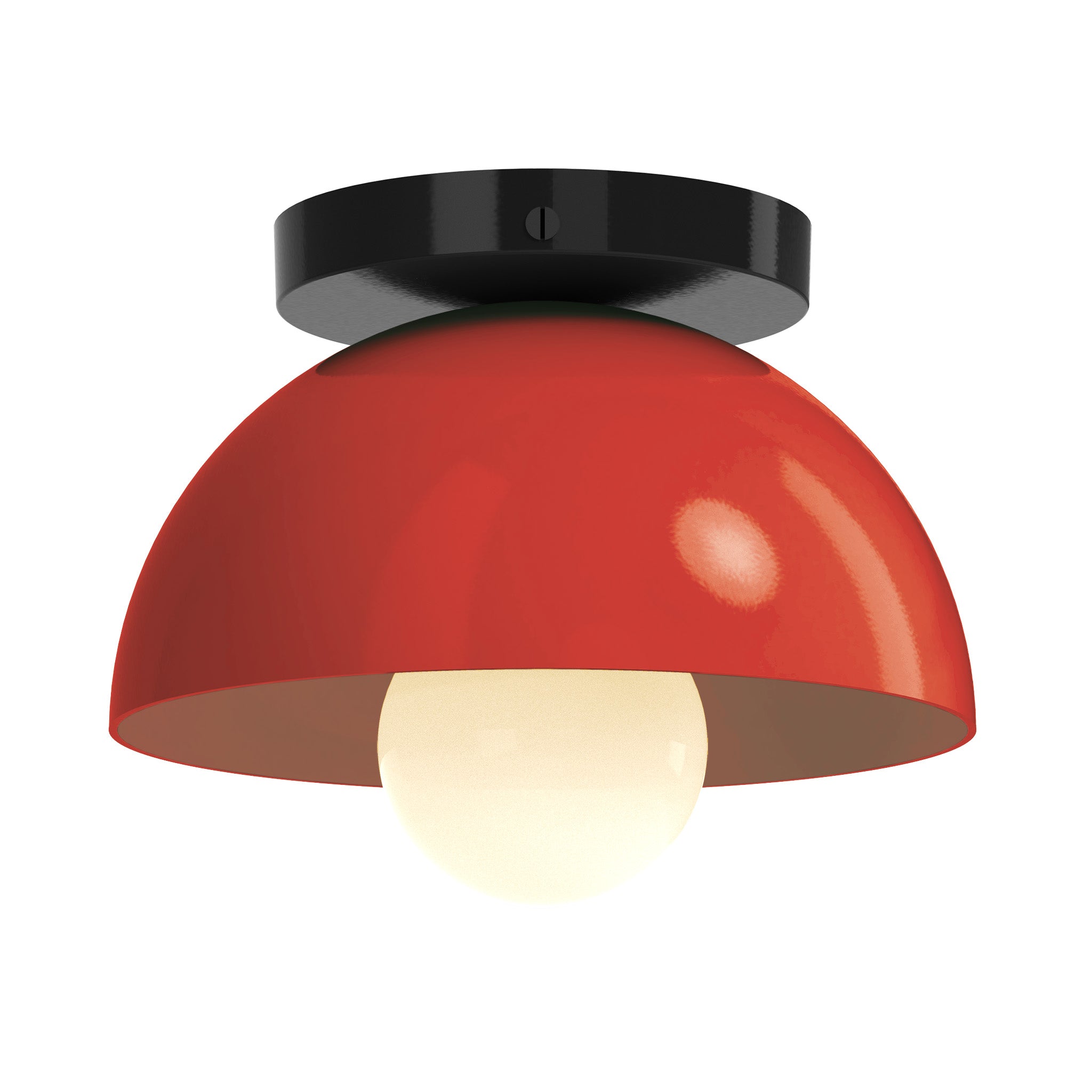 Black and riding hood red color Hemi flush mount 8" Dutton Brown lighting