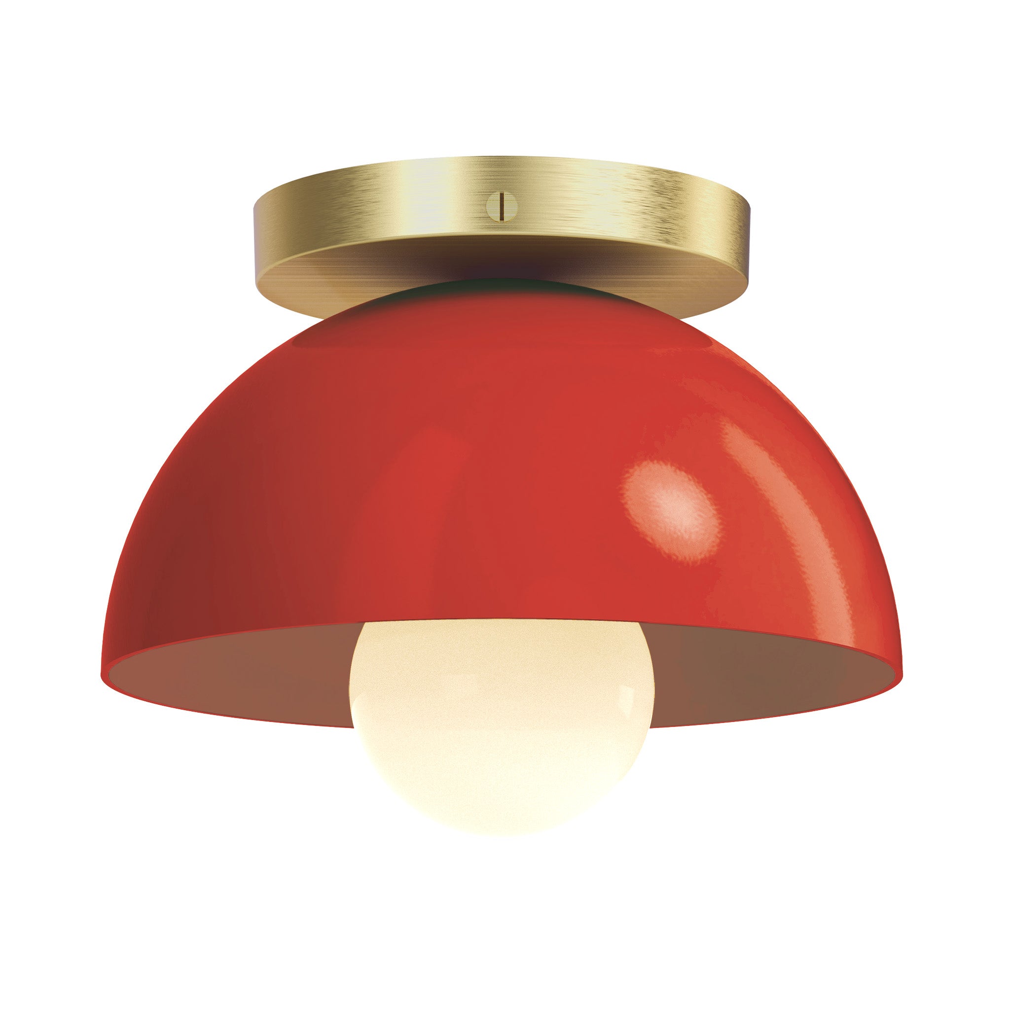 Brass and riding hood red color Hemi flush mount 8" Dutton Brown lighting