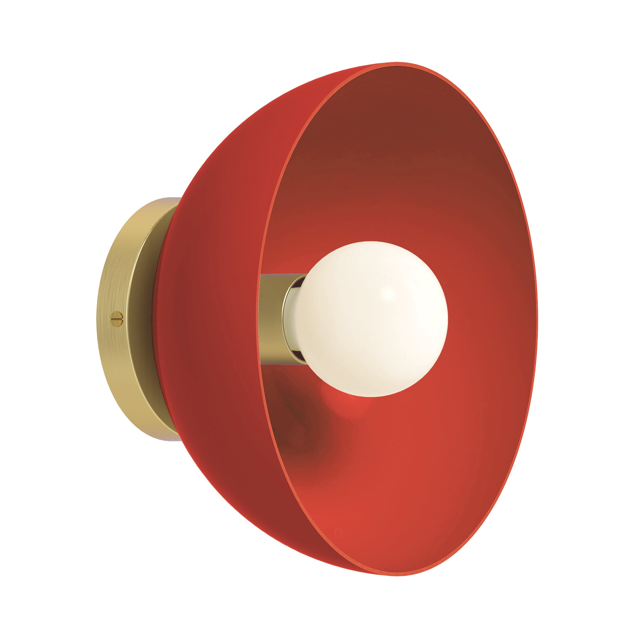 Brass and riding hood red color hemi dome sconce 10" Dutton Brown lighting