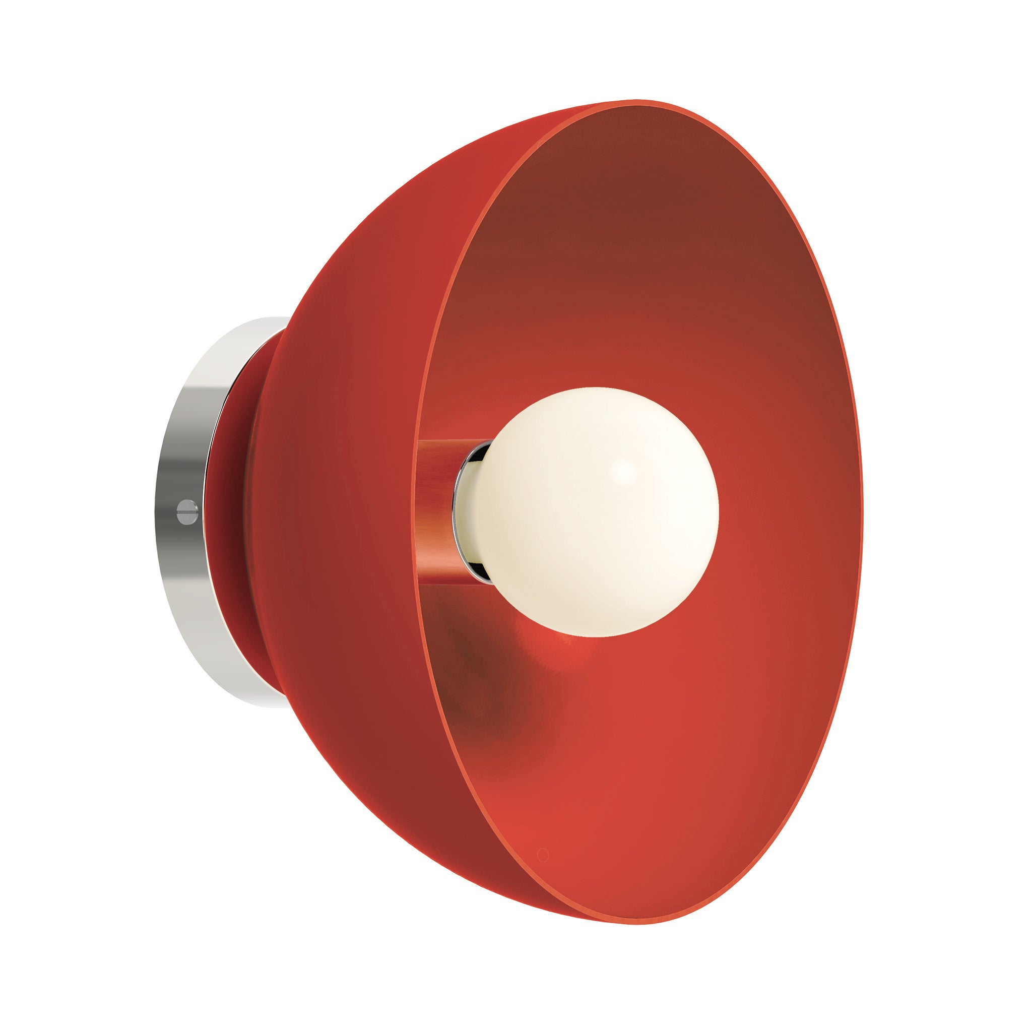 Nickel and riding hood red color hemi dome sconce 10" Dutton Brown lighting