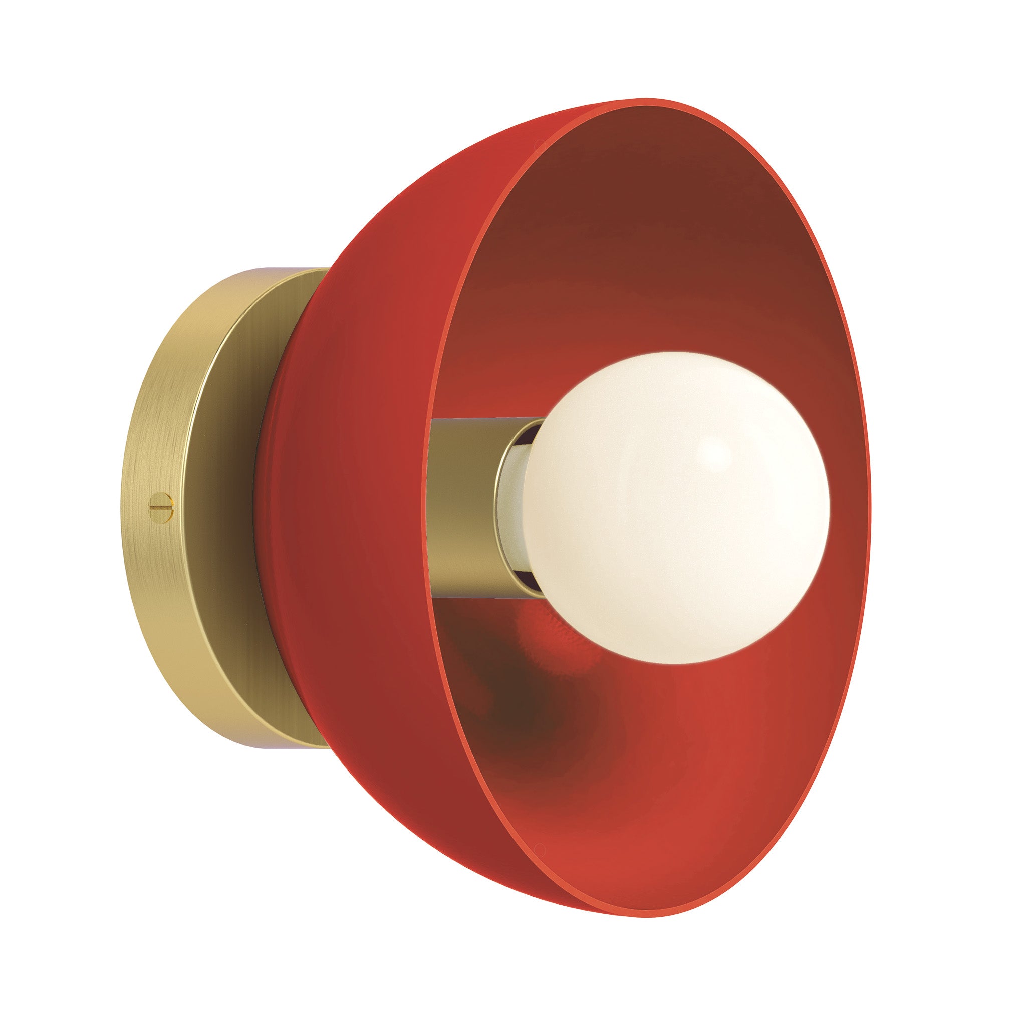 Brass and riding hood red color Hemi sconce 8" Dutton Brown lighting