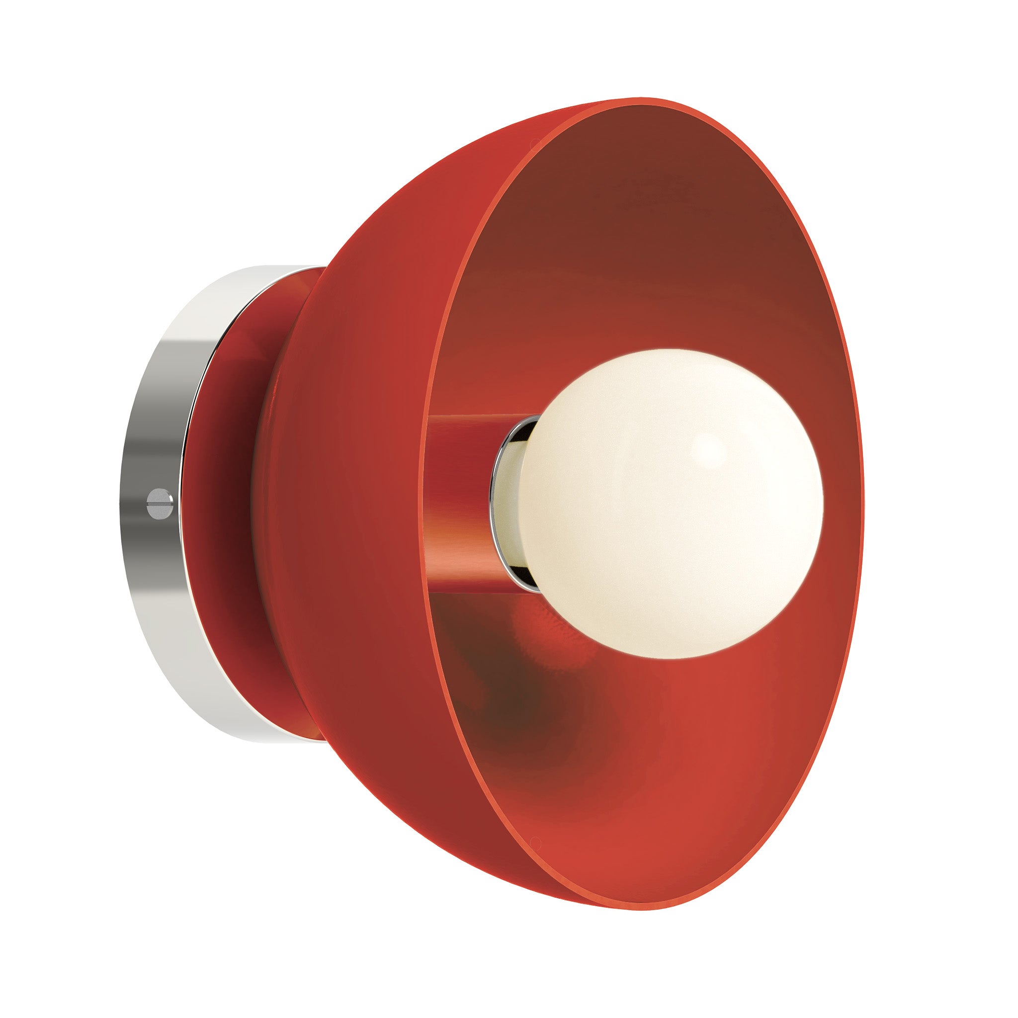Nickel and riding hood red color Hemi sconce 8" Dutton Brown lighting