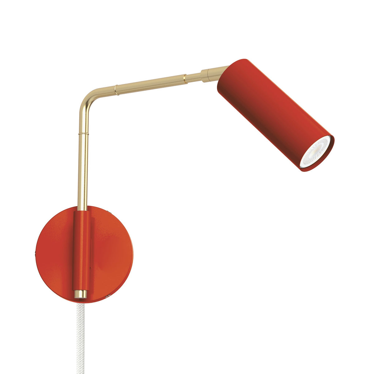 brass riding hood red color reader swing arm plug-in sconce - 9" arm dutton brown lighting