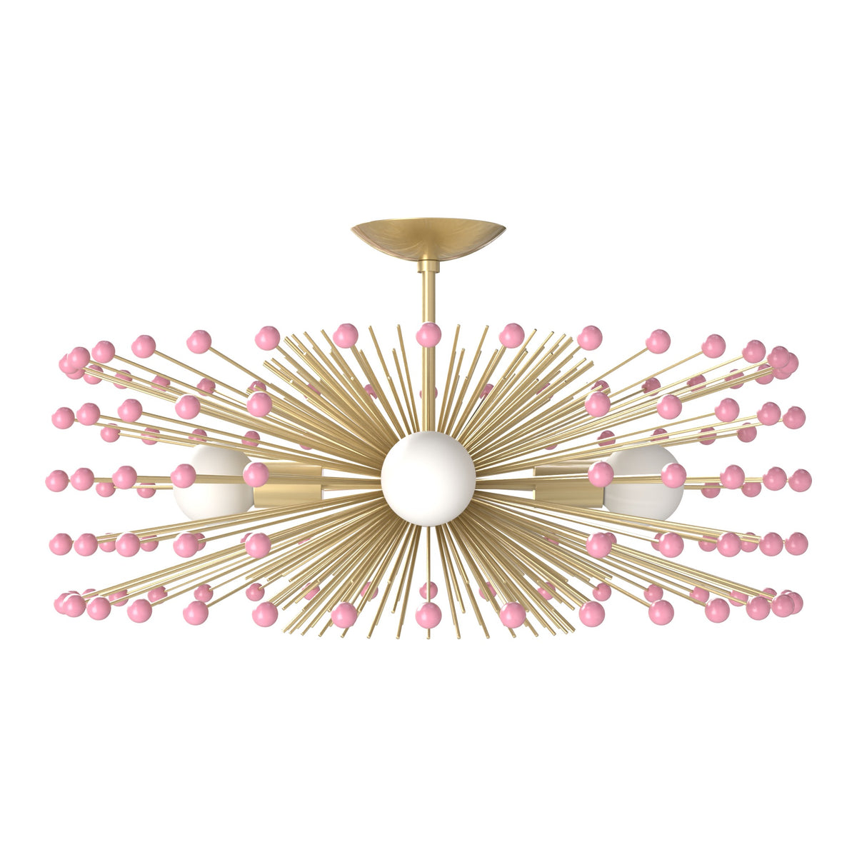 Brass and pinkaboo color Beaded Urchin flush mount 27" Dutton Brown lighting