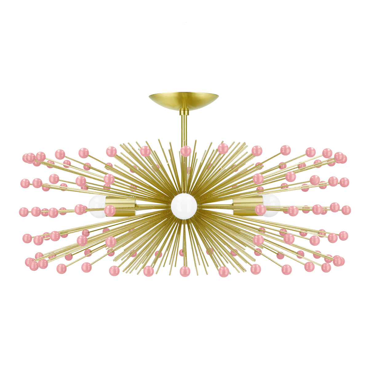 Brass and pinkaboo color Beaded Urchin flush mount 20" Dutton Brown lighting