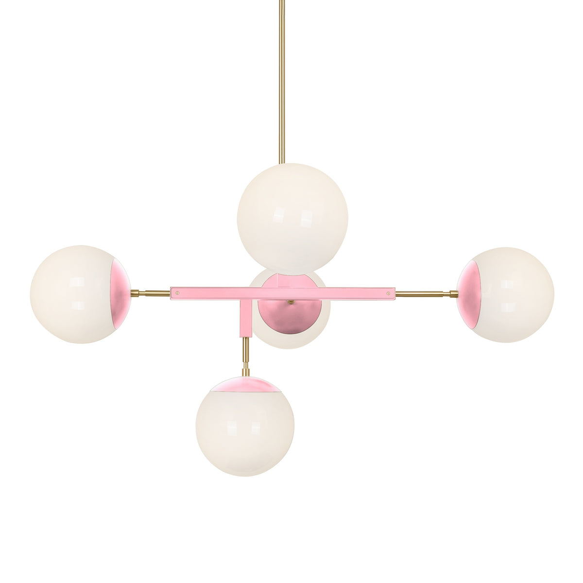 Brass and pinkaboo color Big Prisma chandelier 42" Dutton Brown lighting