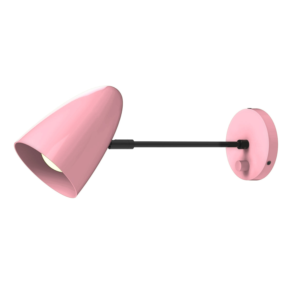 Black and pinkaboo color Boom plug-in sconce 10" arm Dutton Brown lighting