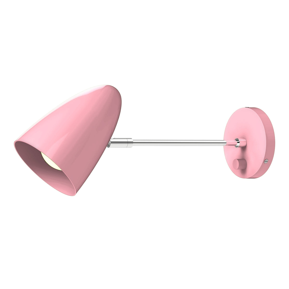 Nickel and pinkaboo color Boom plug-in sconce 10" arm Dutton Brown lighting