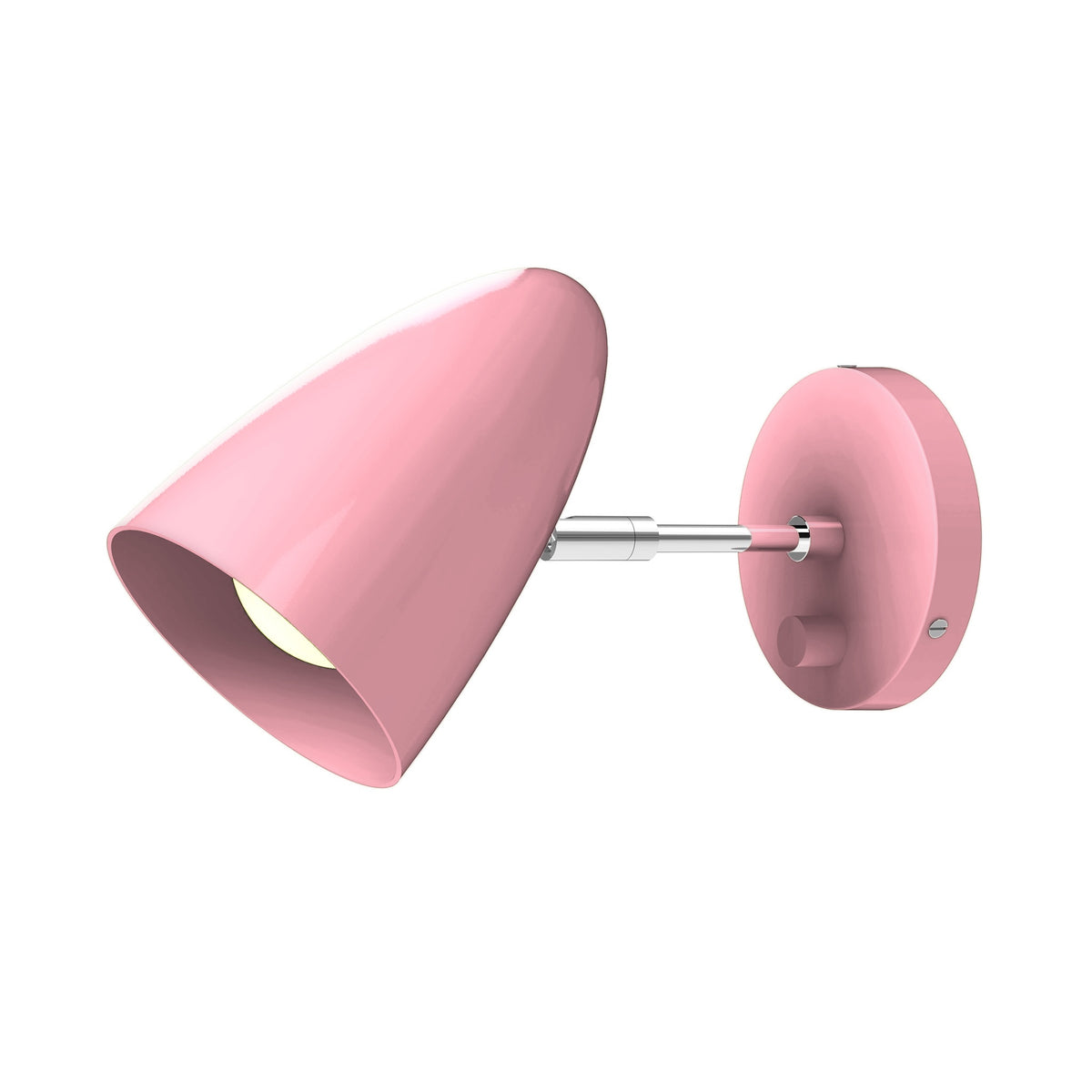 Nickel and pinkaboo color Boom plug-in sconce 3" arm Dutton Brown lighting