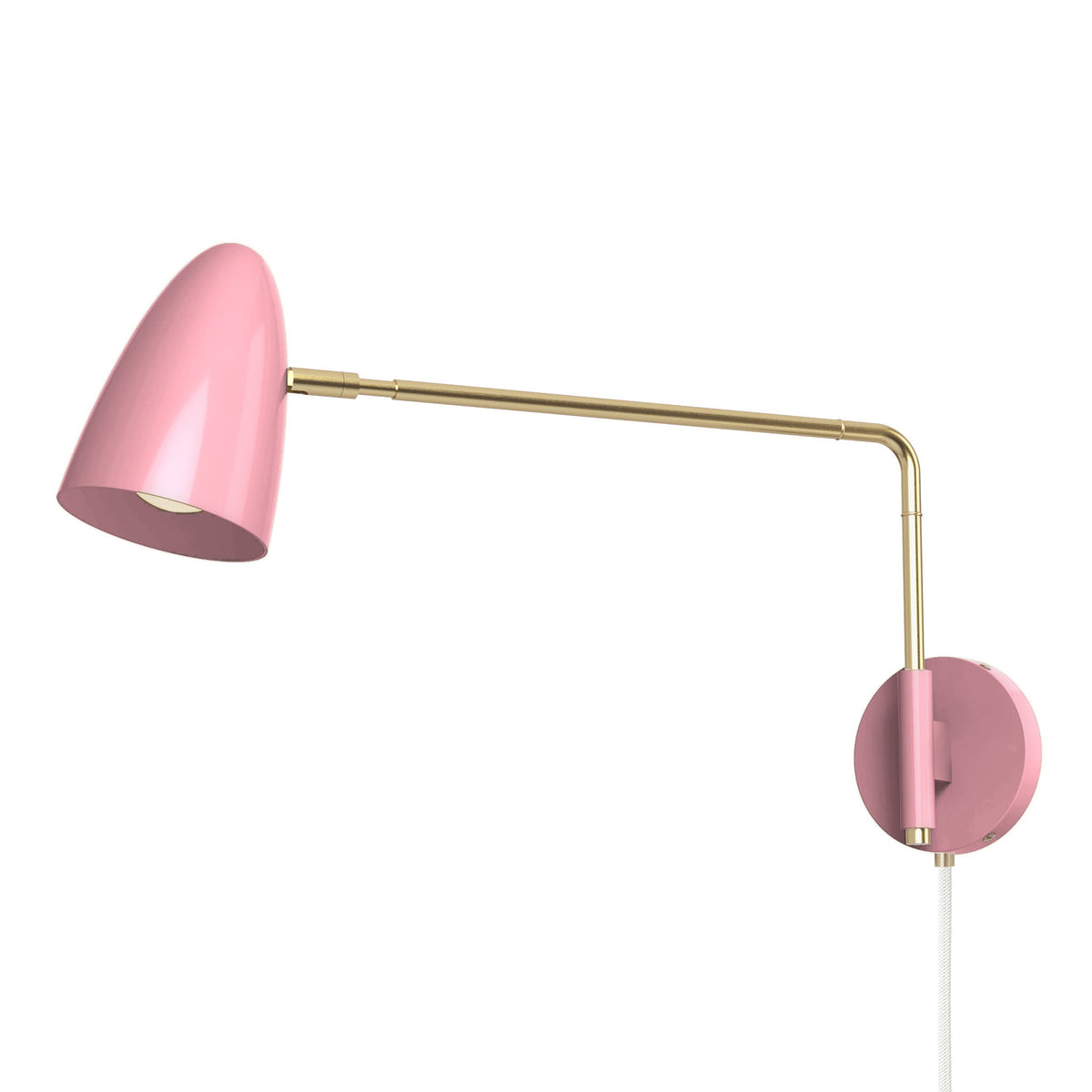 brass pinkaboo color boom swing arm plug-in sconce 17" arm dutton brown lighting