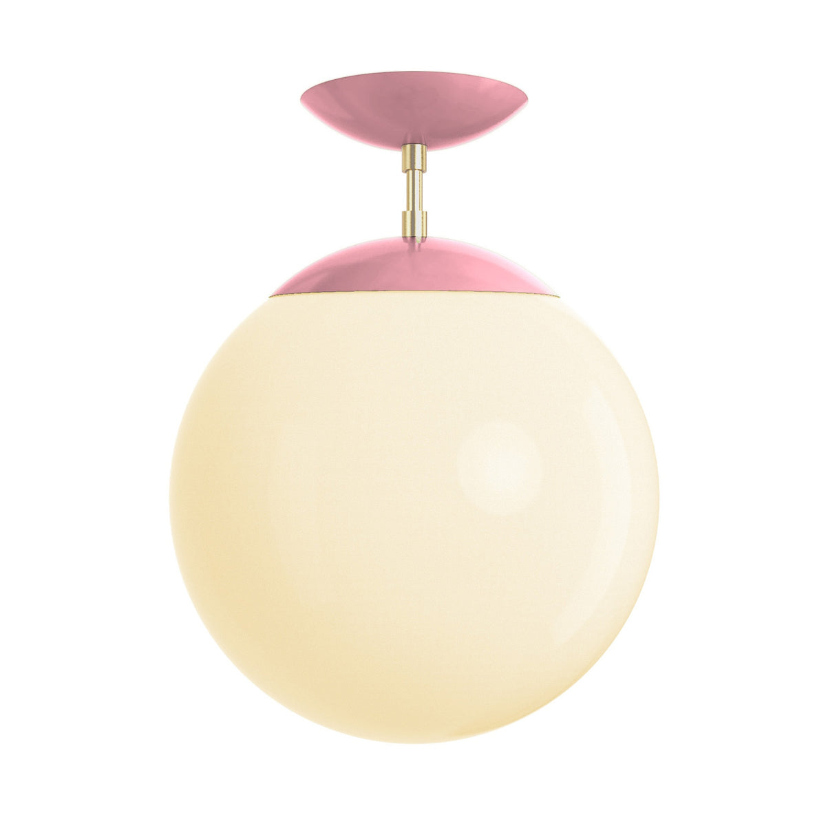 Brass and pinkaboo cap white globe flush mount 12" dutton brown lighting