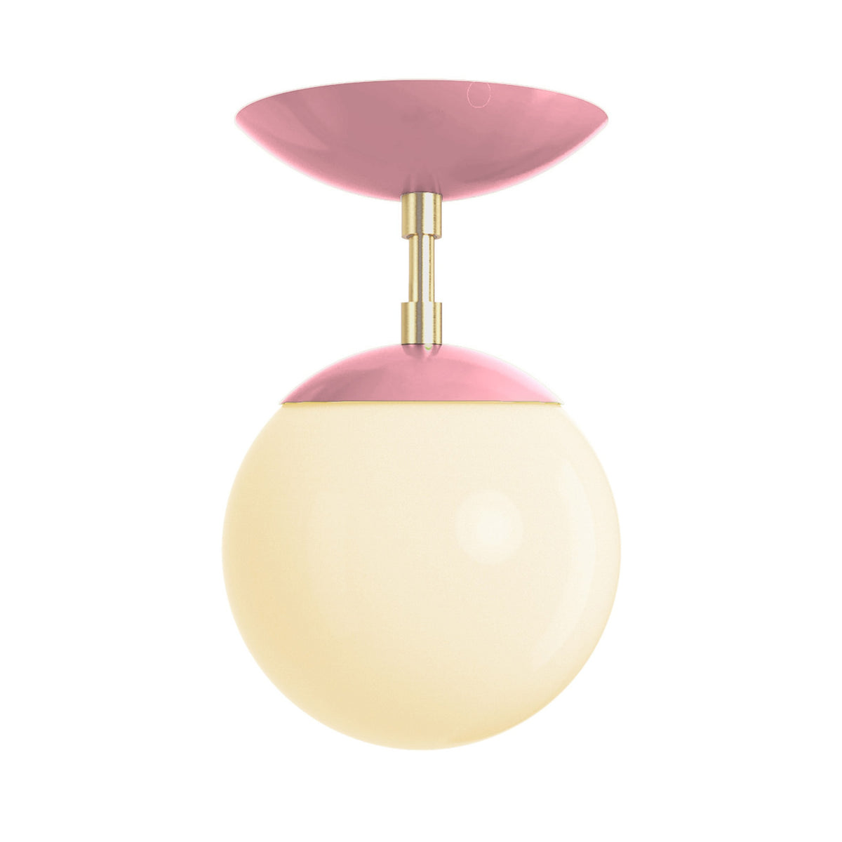 Brass and pinkaboo cap globe flush mount 6" dutton brown lighting