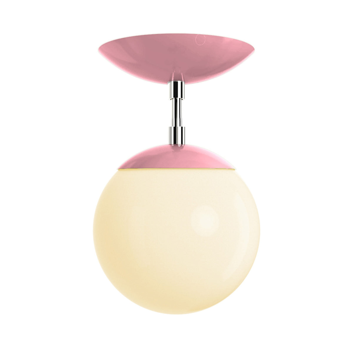 Polished nickel and pinkaboo cap globe flush mount 6" dutton brown lighting
