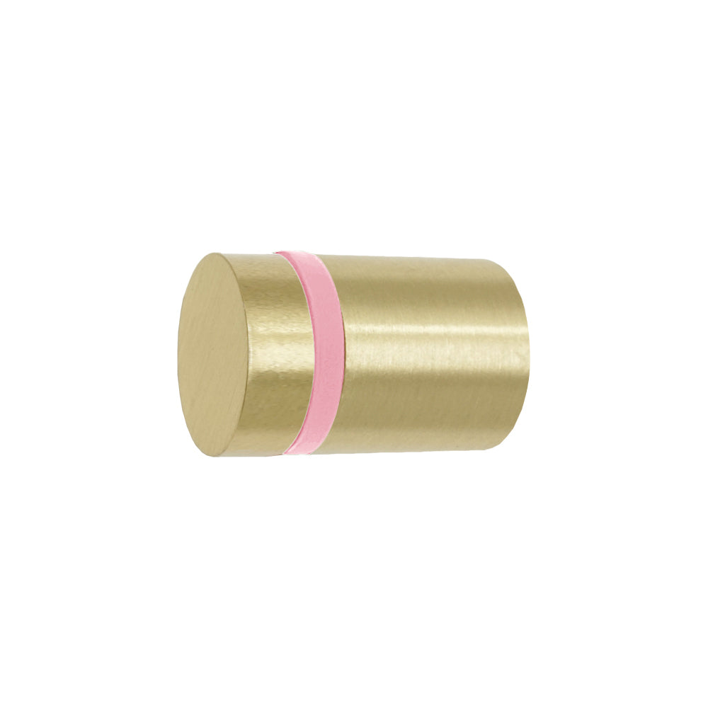 Brass and pinkaboo color Highness knob Dutton Brown hardware