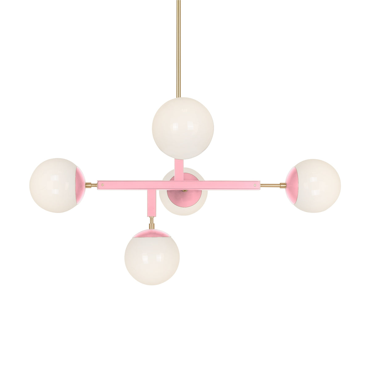 Brass and pinkaboo color Prisma chandelier 35" Dutton Brown lighting