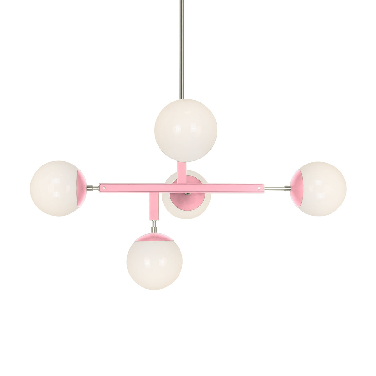 Nickel and pinkaboo color Prisma chandelier 35" Dutton Brown lighting