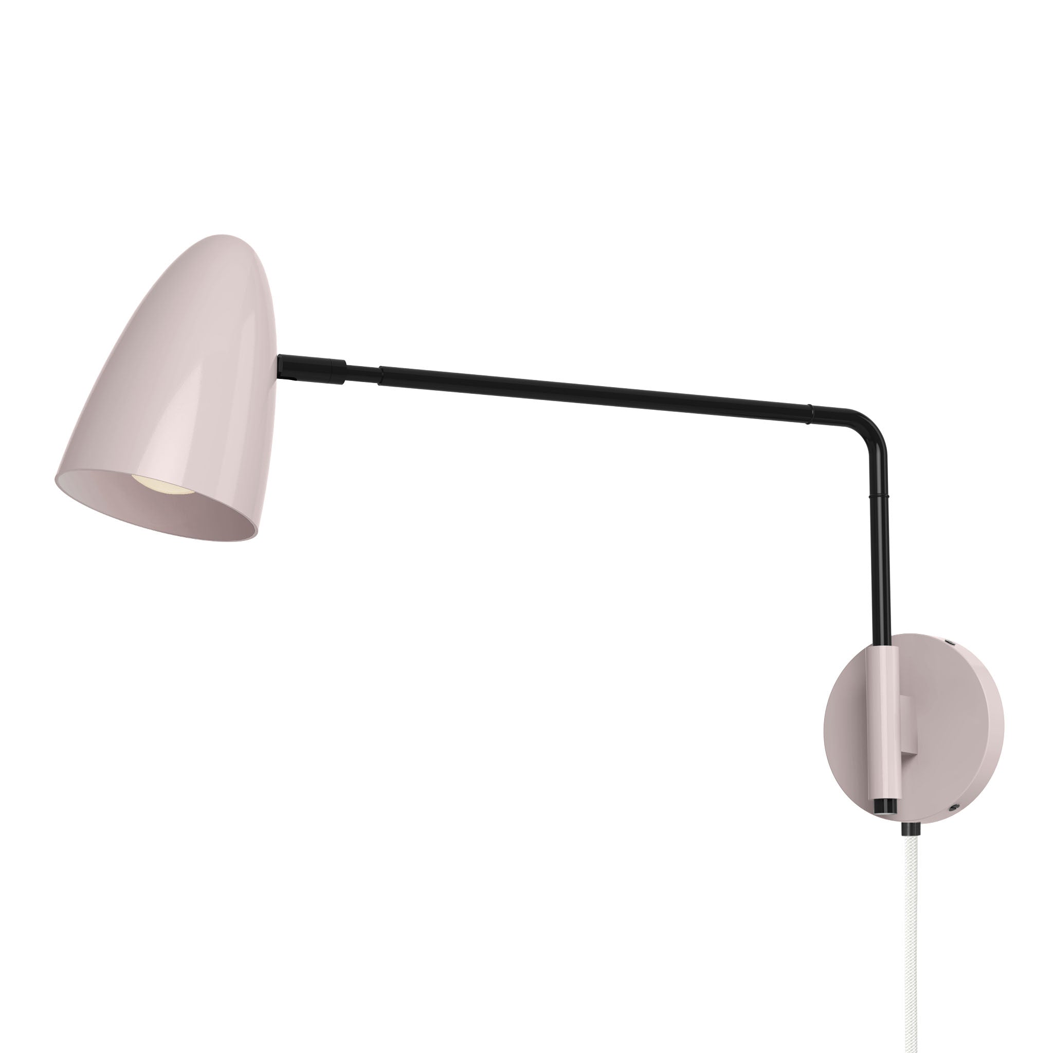 black barely color boom swing arm plug-in sconce 17" arm dutton brown lighting