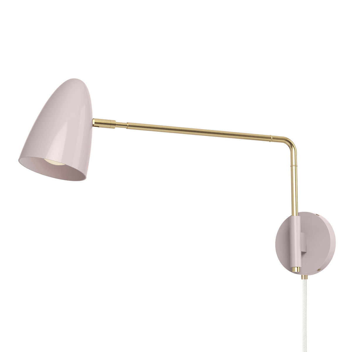 brass barely color boom swing arm plug-in sconce 17" arm dutton brown lighting
