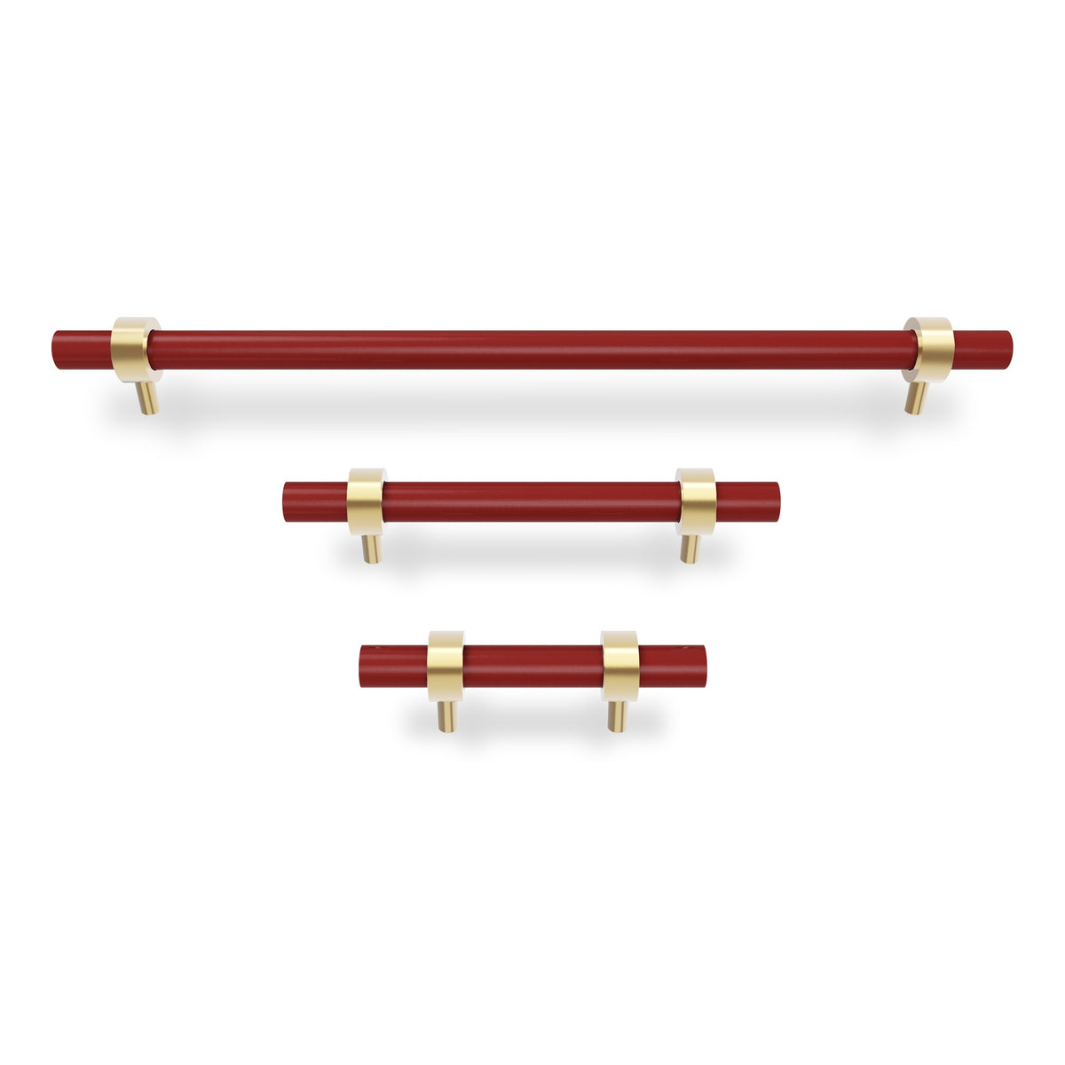 Brass and riding hood red color Caliber pull Dutton Brown hardware