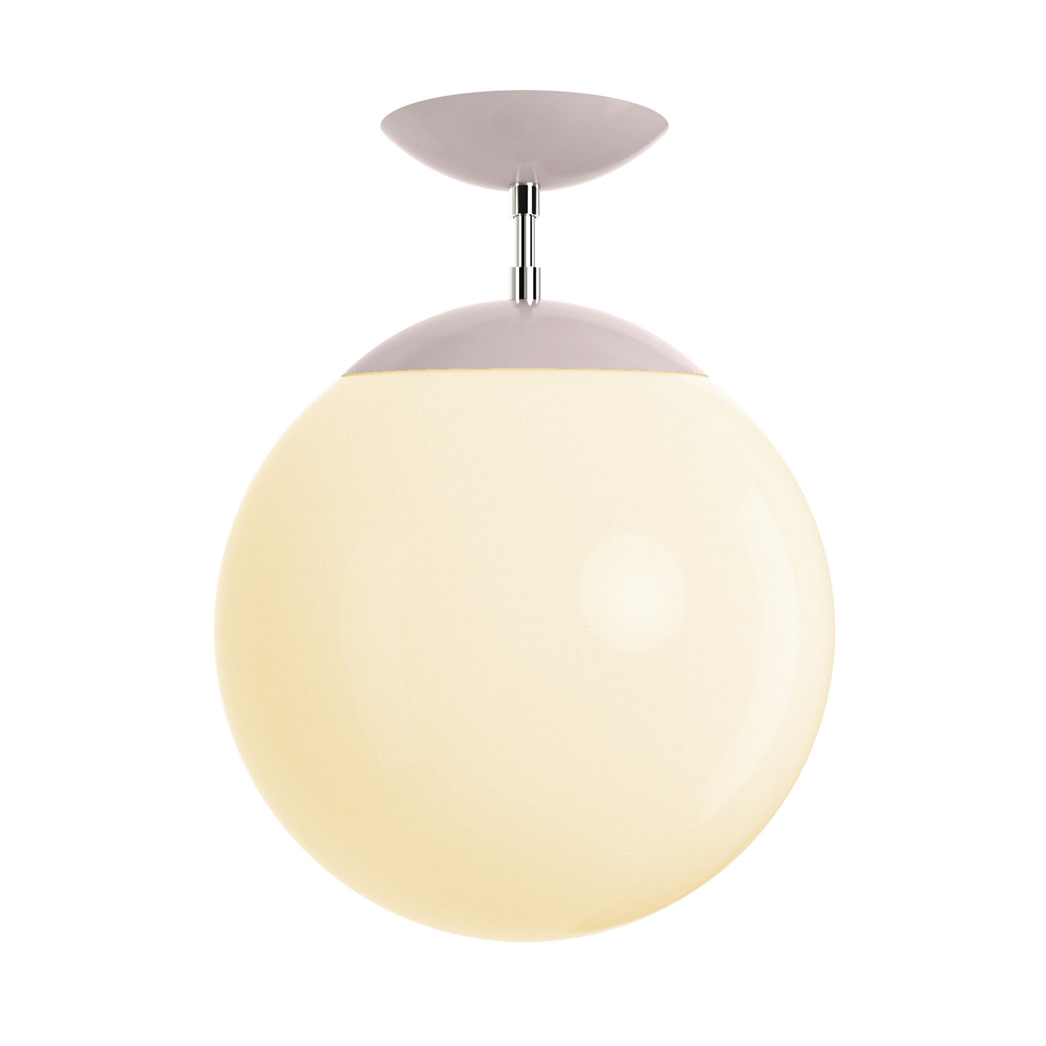 Polished nickel and barely cap white globe flush mount 12" dutton brown lighting