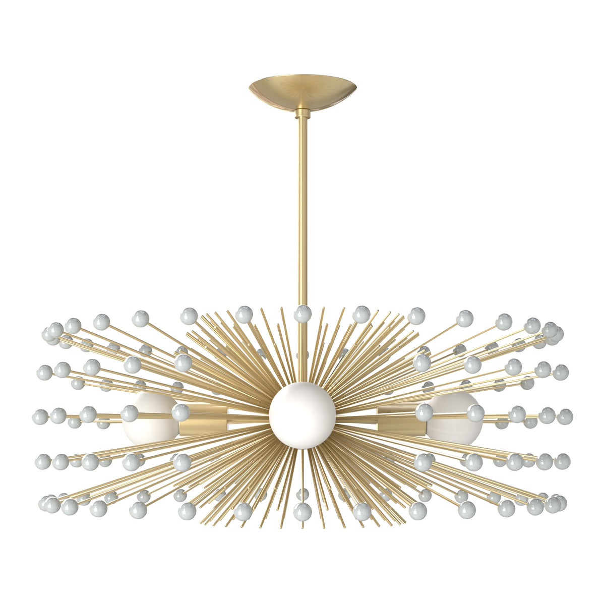 Brass and chalk color Beaded Urchin chandelier 27" Dutton Brown lighting
