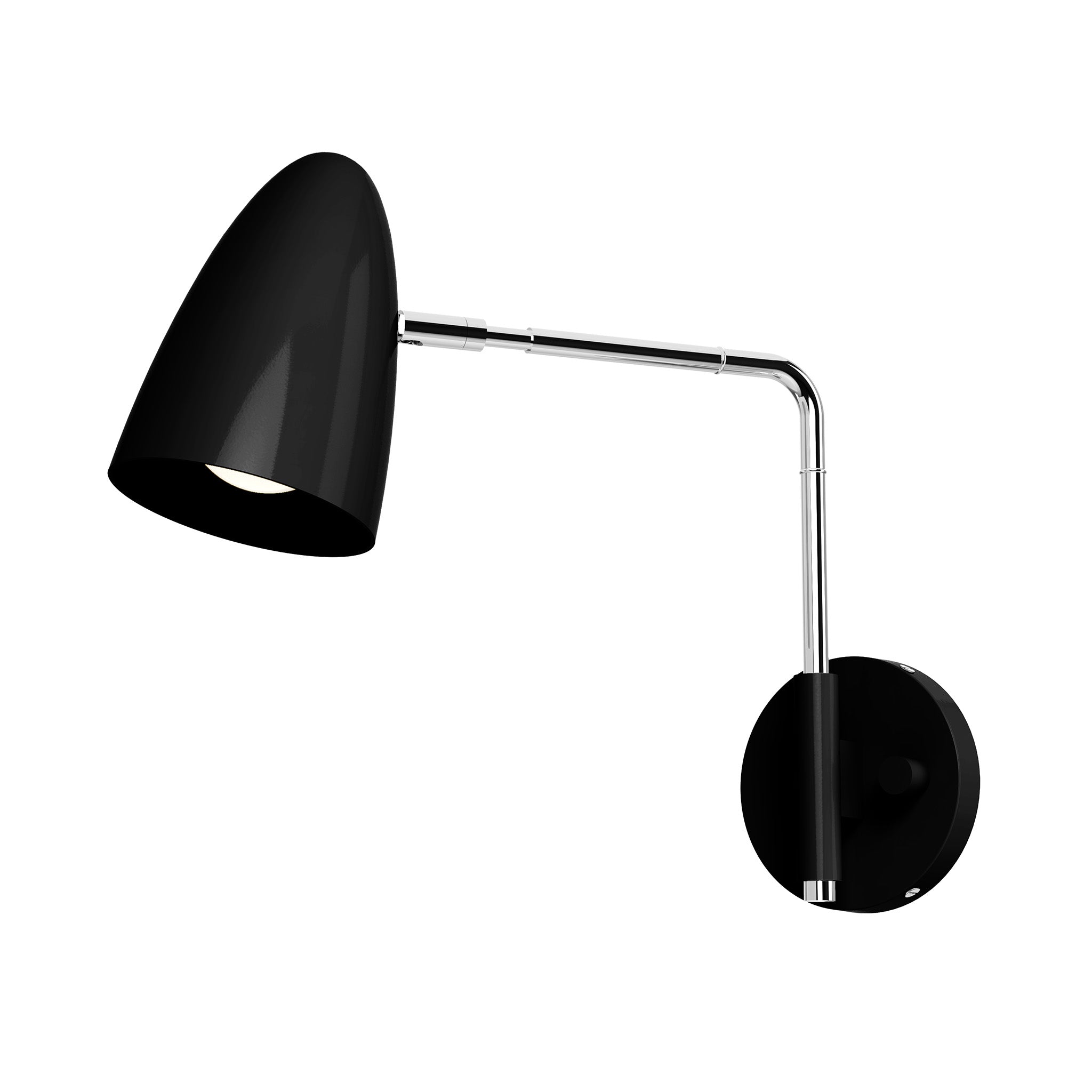 nickel black color boom swing arm sconce - 9" arm dutton brown lighting