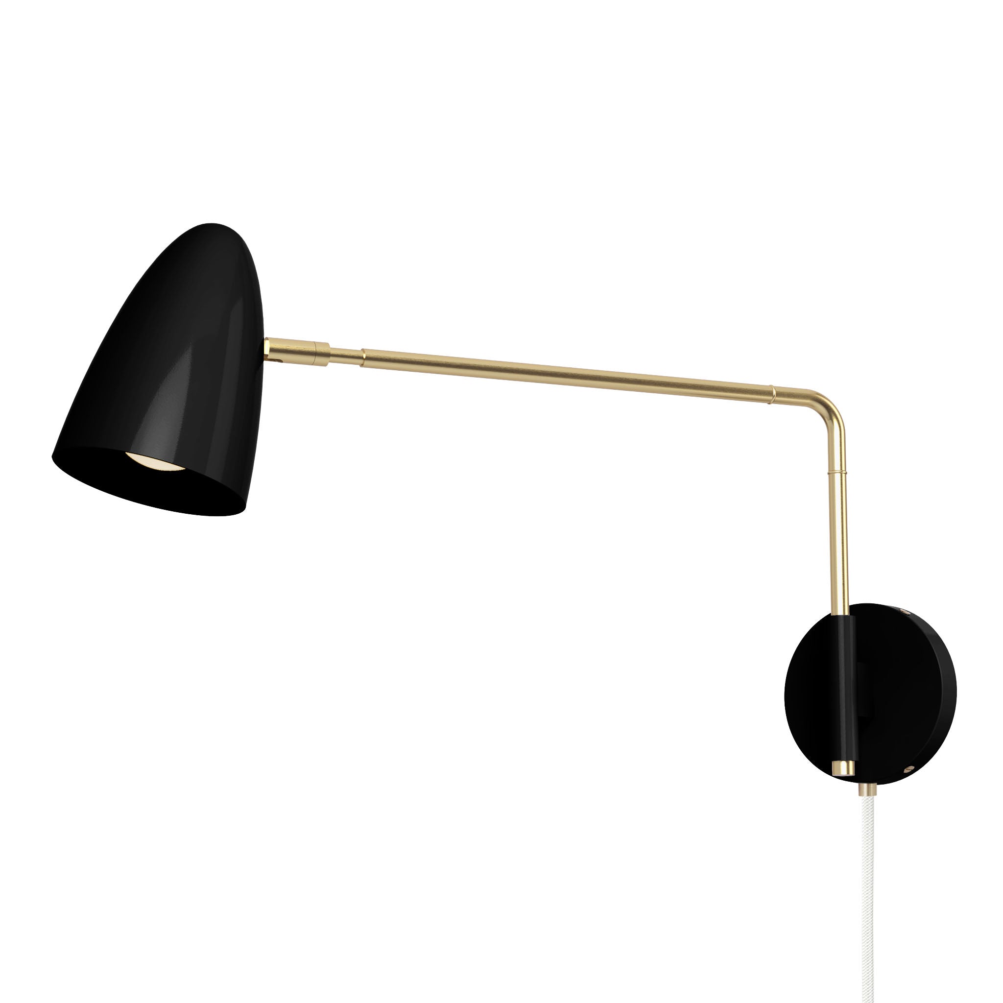 brass black color boom swing arm plug-in sconce 17" arm dutton brown lighting
