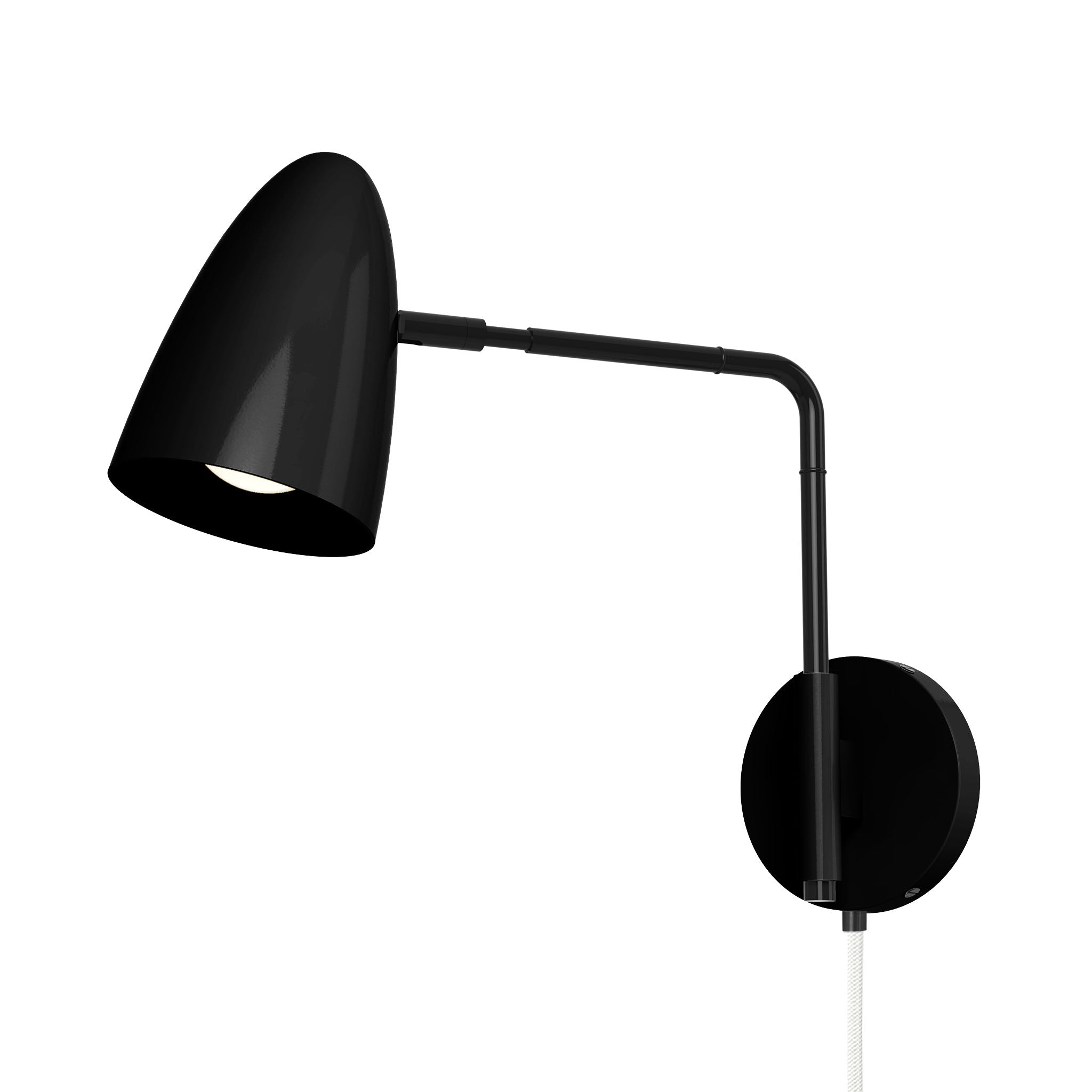 black black color boom swing arm plug-in sconce 9" arm dutton brown lighting