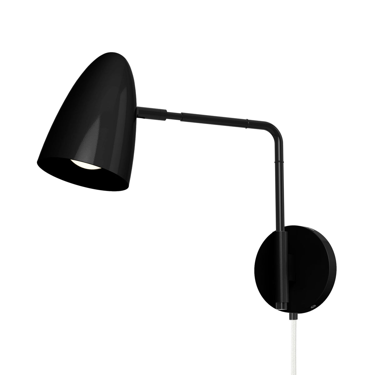 black black color boom swing arm plug-in sconce 9" arm dutton brown lighting