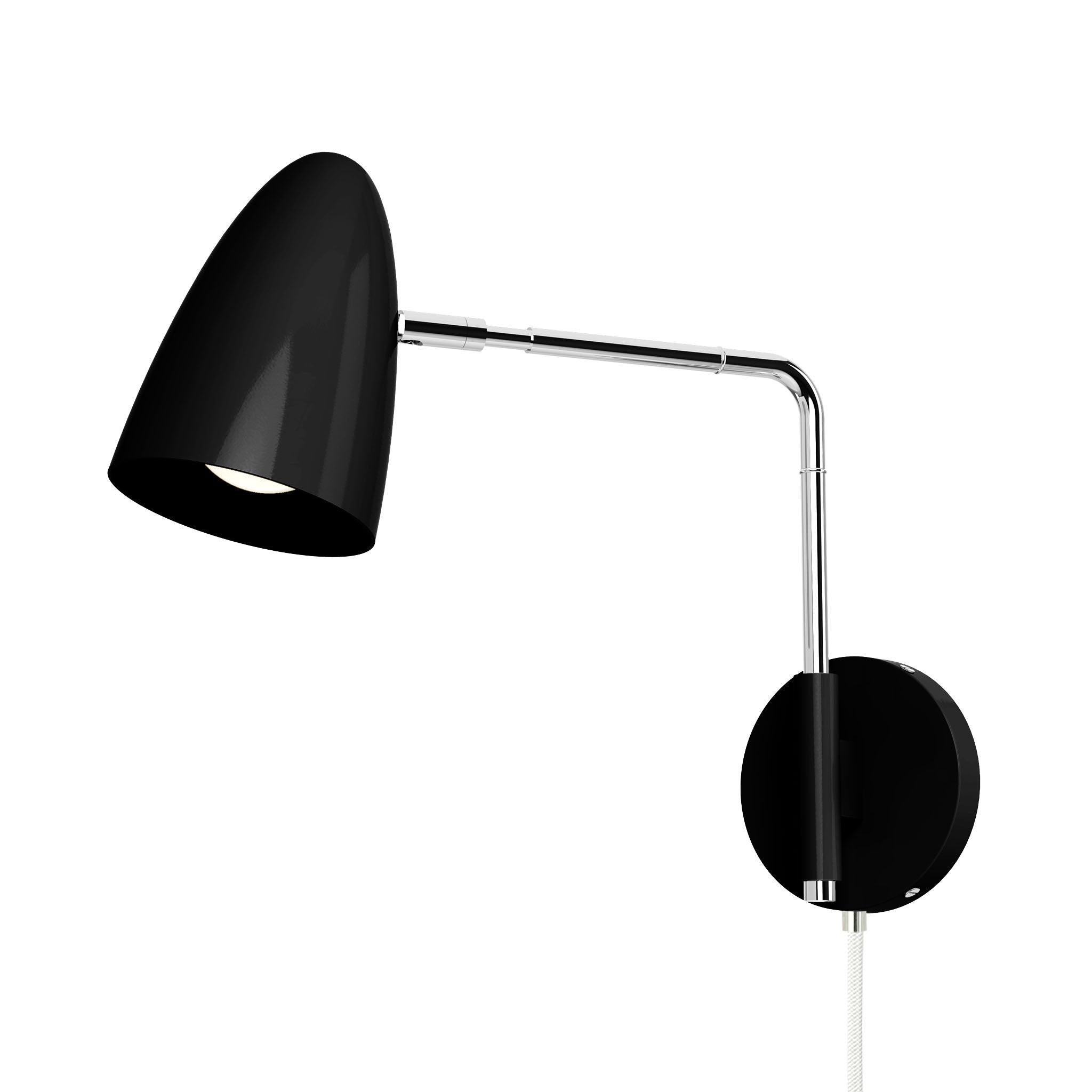 nickel black color boom swing arm plug-in sconce 9" arm dutton brown lighting