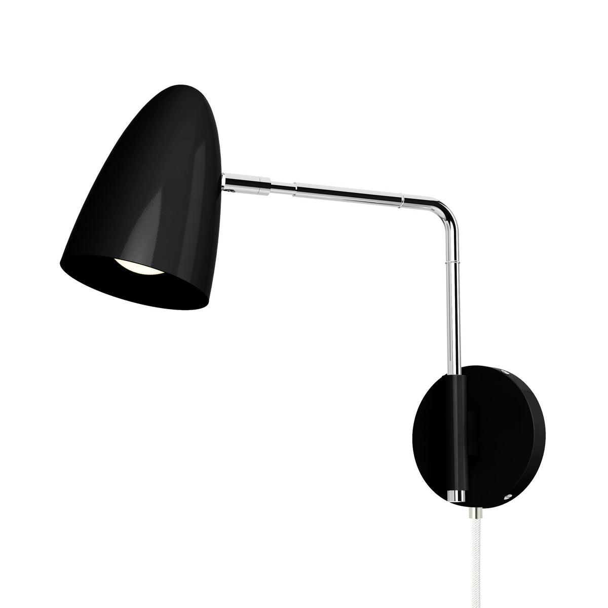 nickel black color boom swing arm plug-in sconce 9" arm dutton brown lighting