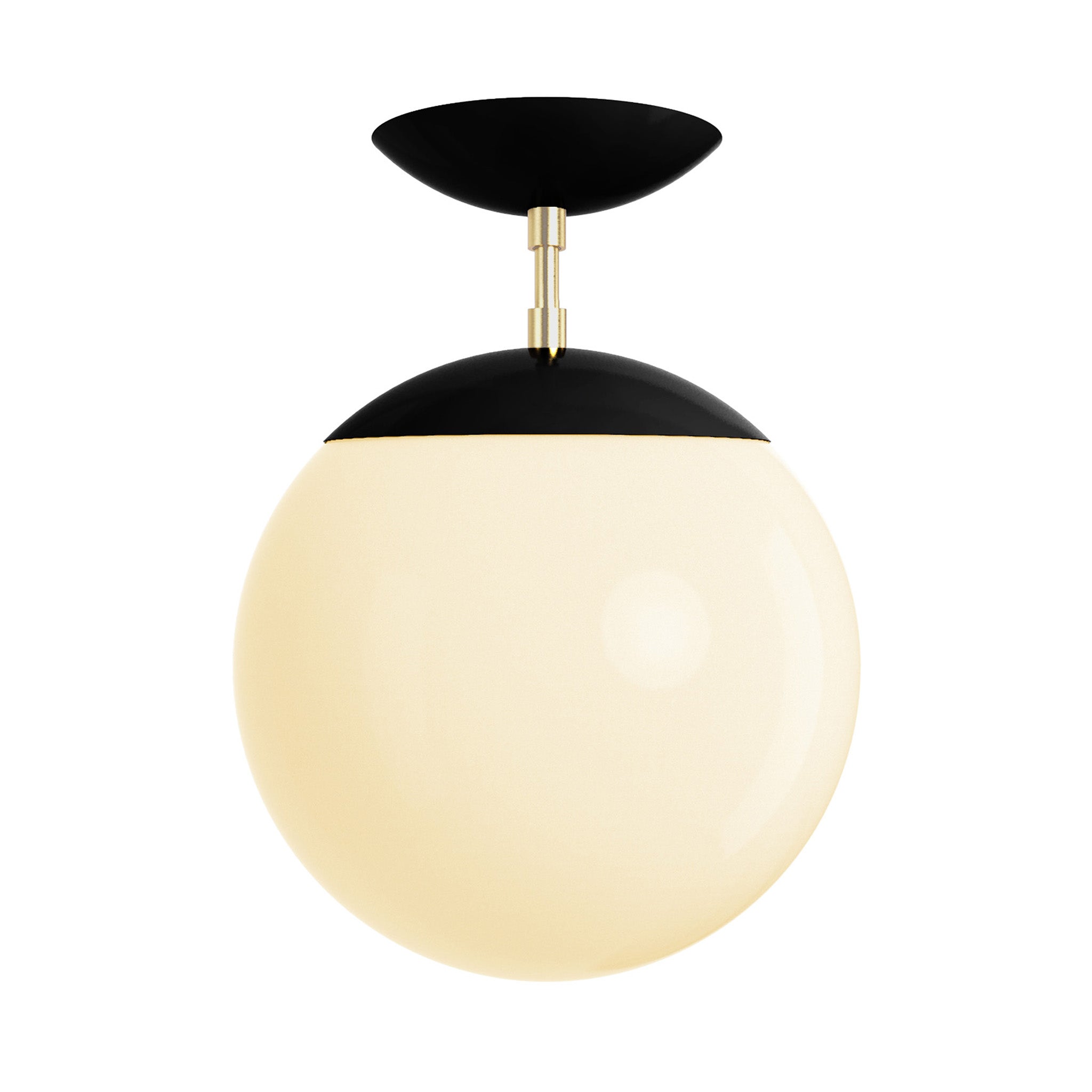Brass and black cap globe flush mount 10" dutton brown lighting