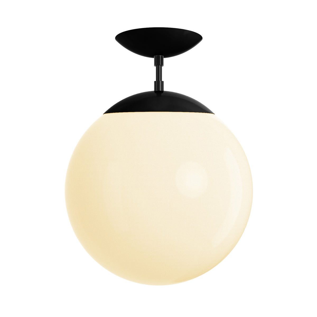 Black cap white globe flush mount 12" dutton brown lighting