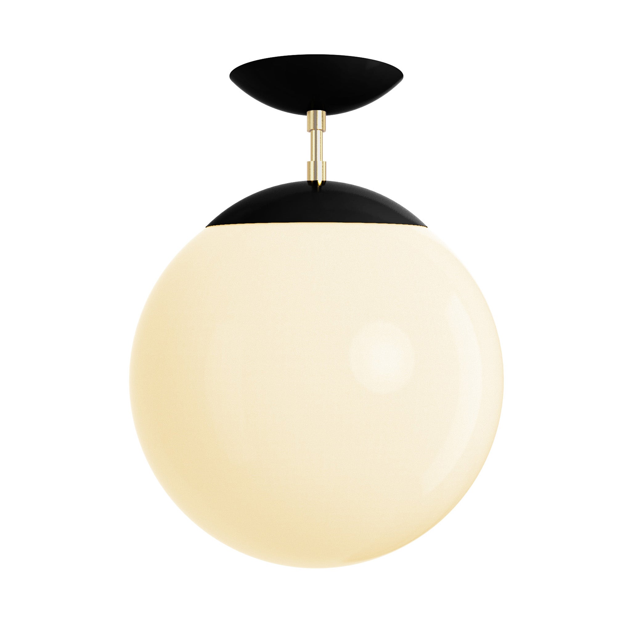 Brass and black cap white globe flush mount 12" dutton brown lighting