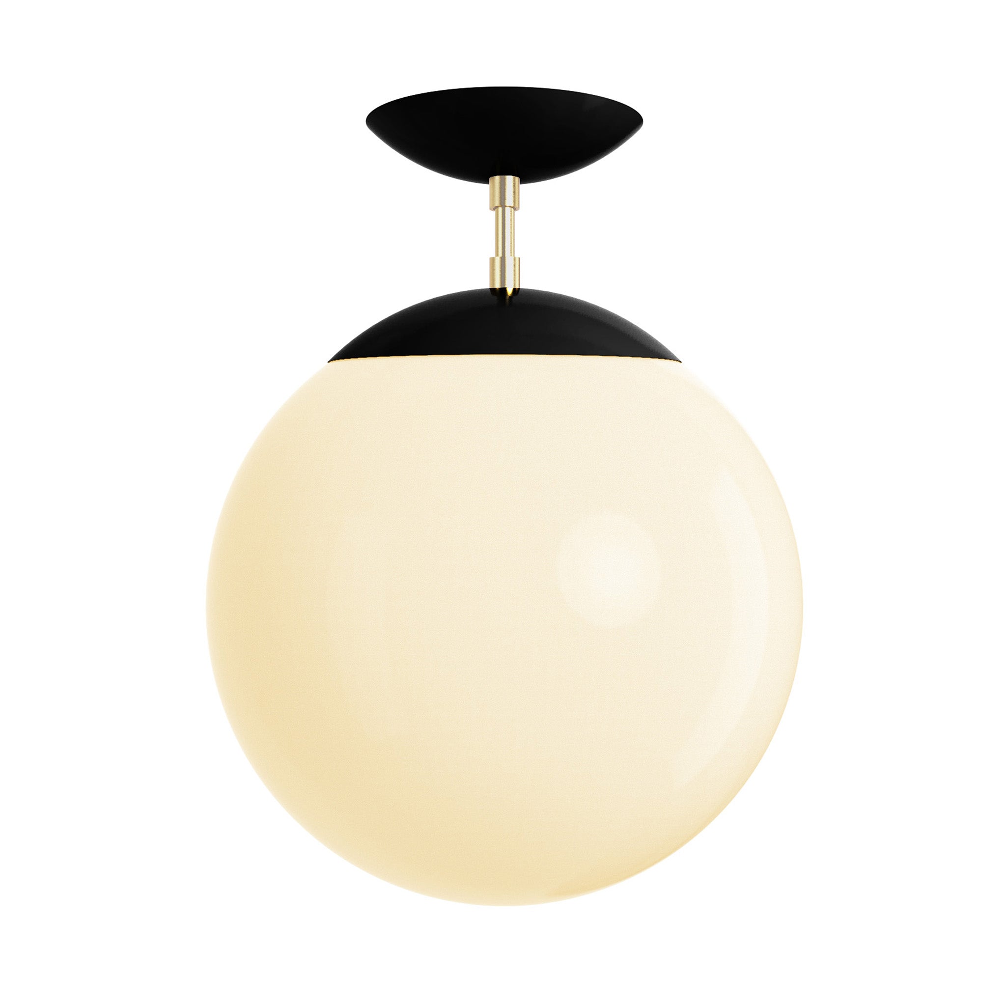 Brass and black cap white globe flush mount 12" dutton brown lighting