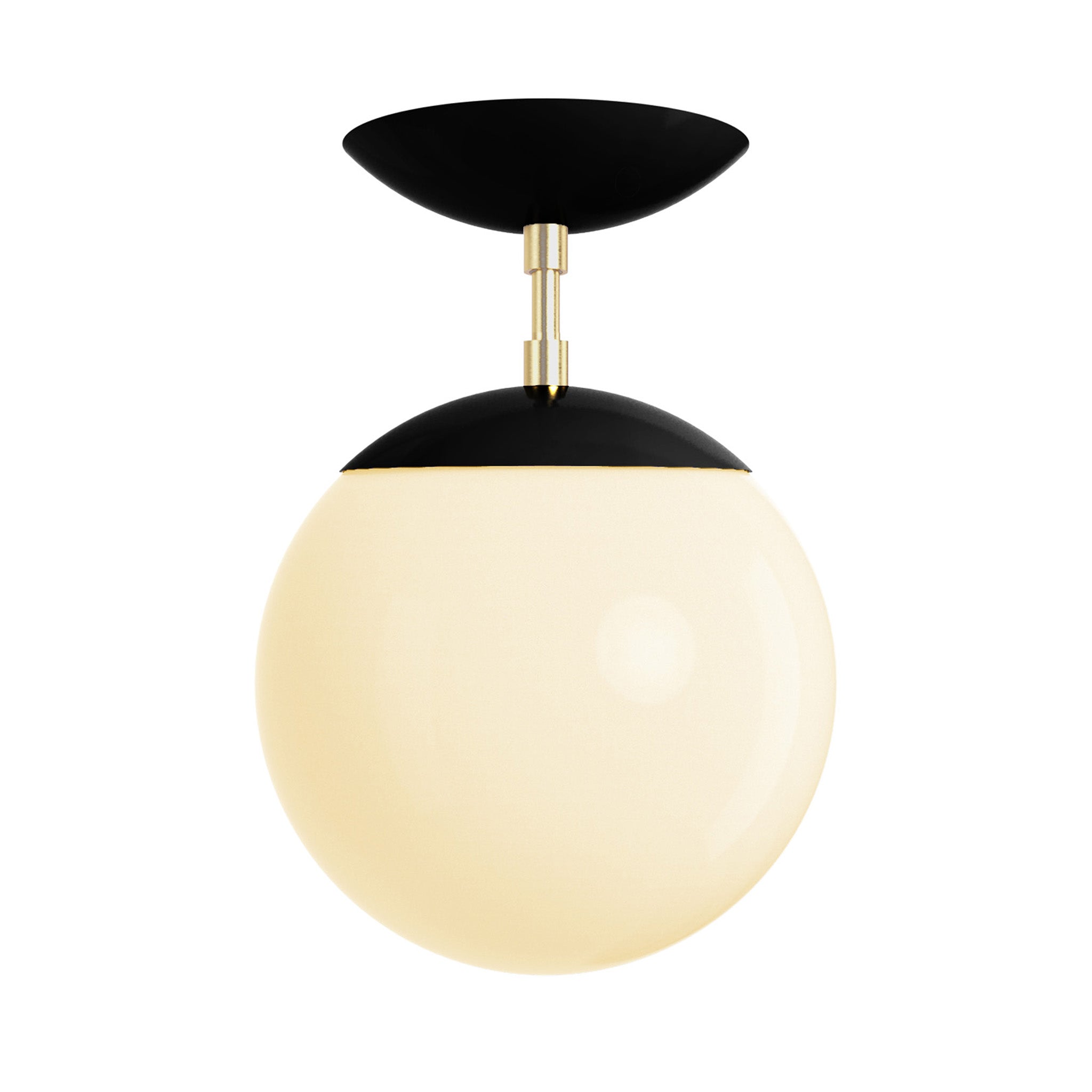 Brass and black cap globe flush mount 8" dutton brown lighting